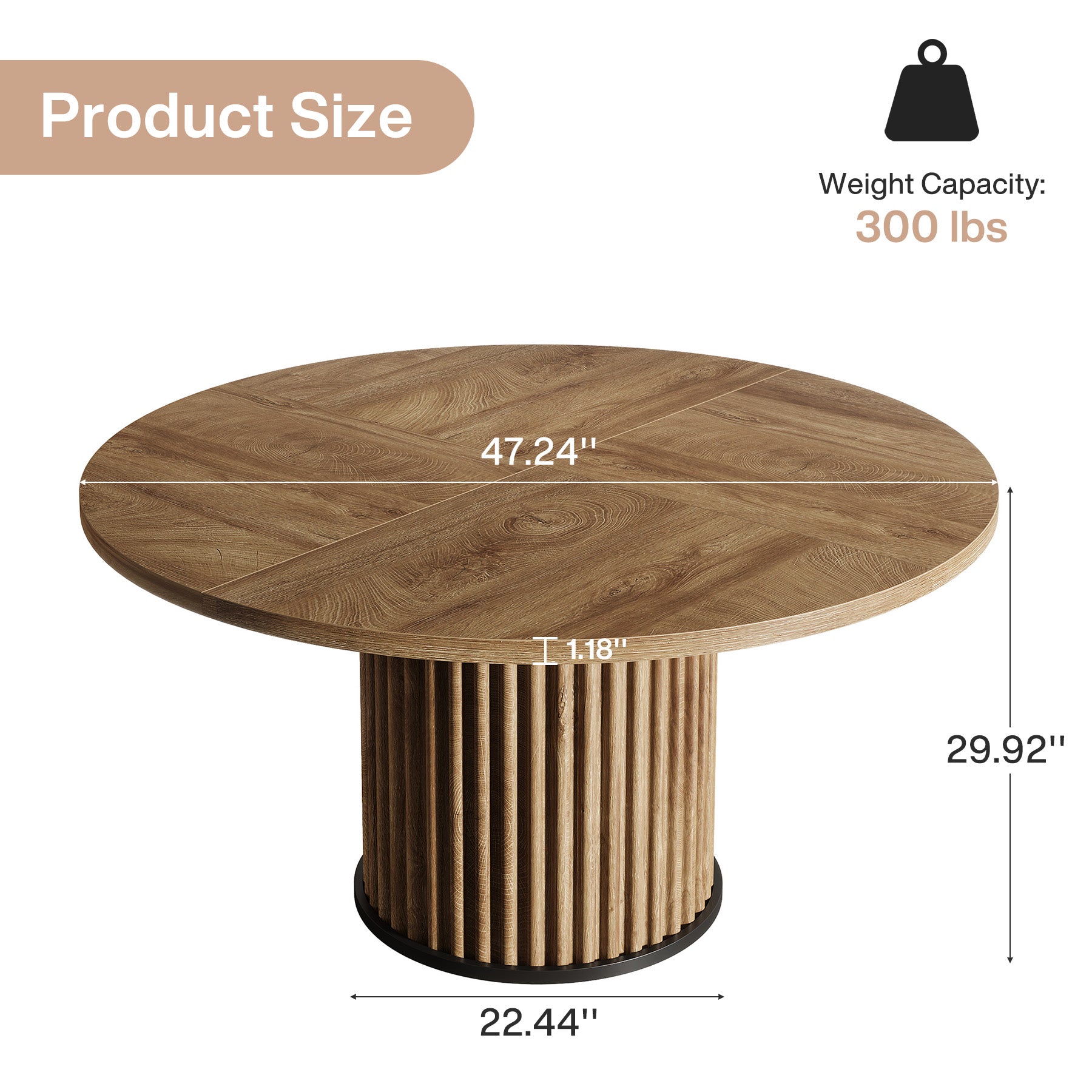 120 cm Zwarte Ronde Eettafel voor 4-6 Personen, Moderne Keukentafel met Metalen Basis