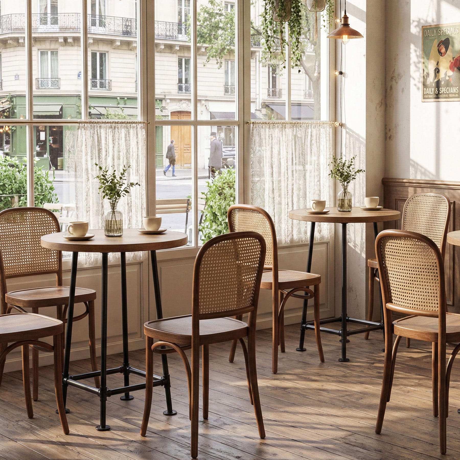 95 cm Ronde Bartafel met Metalen Voetsteun, Industriële Statafel voor Keuken en Bistro (Alleen Tafel)
