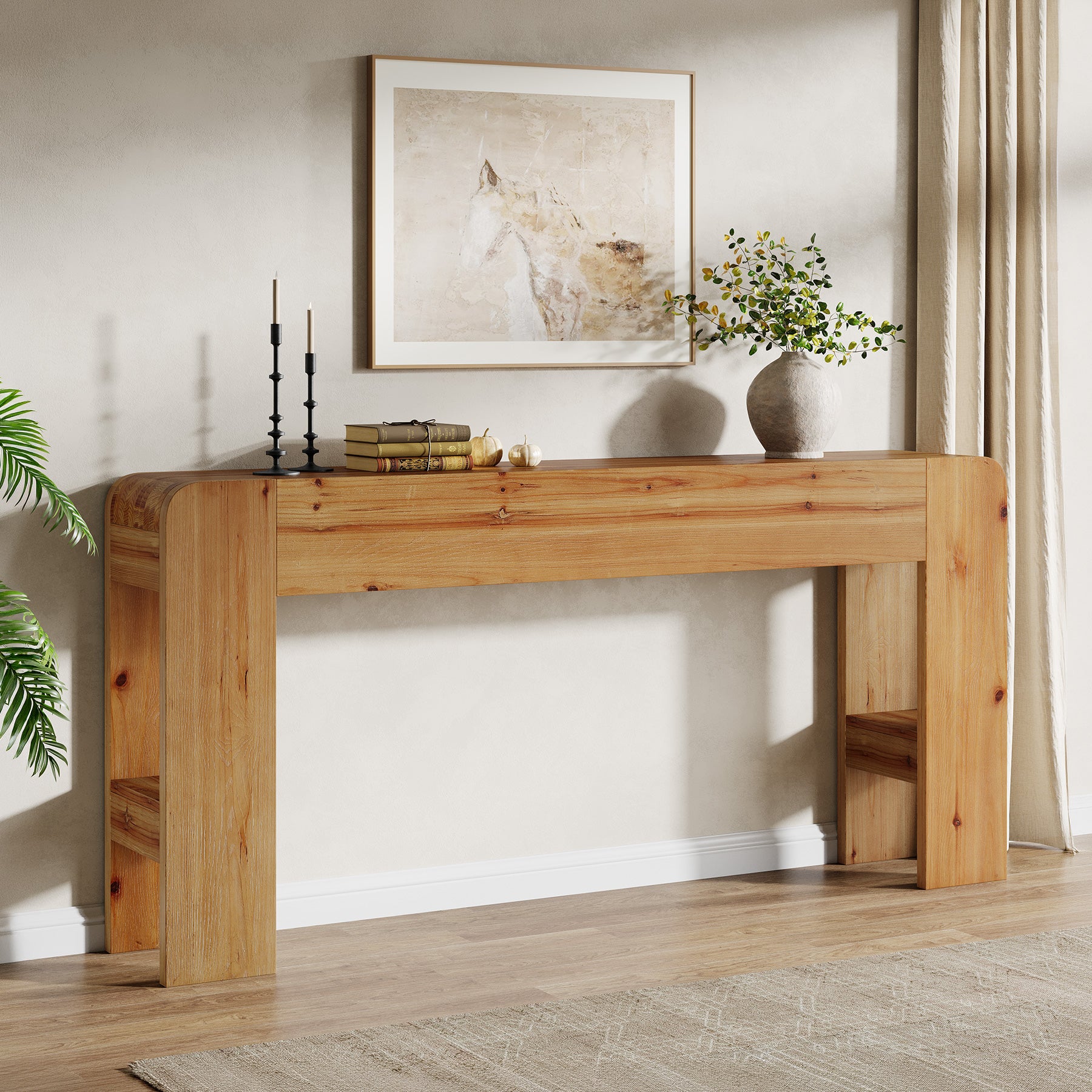 160 cm Massief Houten Haltafel, Smalle Landelijke Tafel