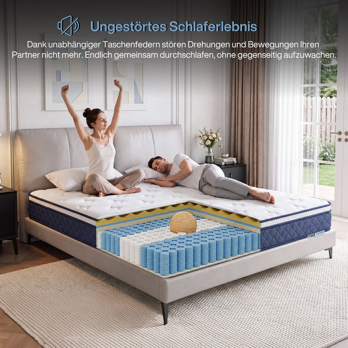 Tribesigns 9-zonige pocketveringmatras met memoryschuim en Lyocell-tijk