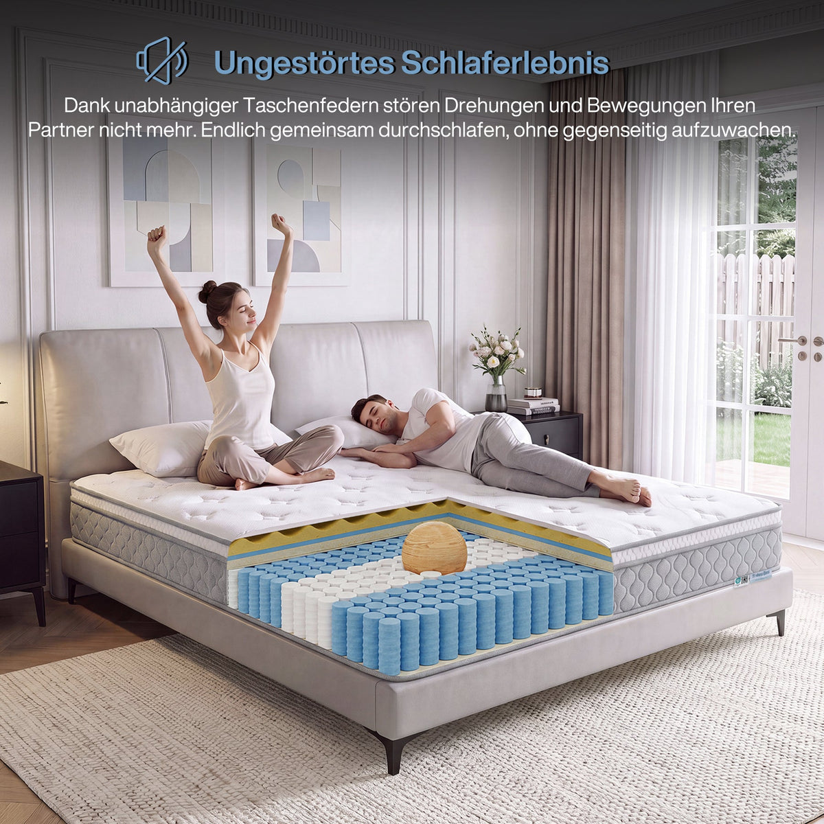 Tribesigns 9-zonige pocketveringmatras met memoryschuim en Lyocell-tijk