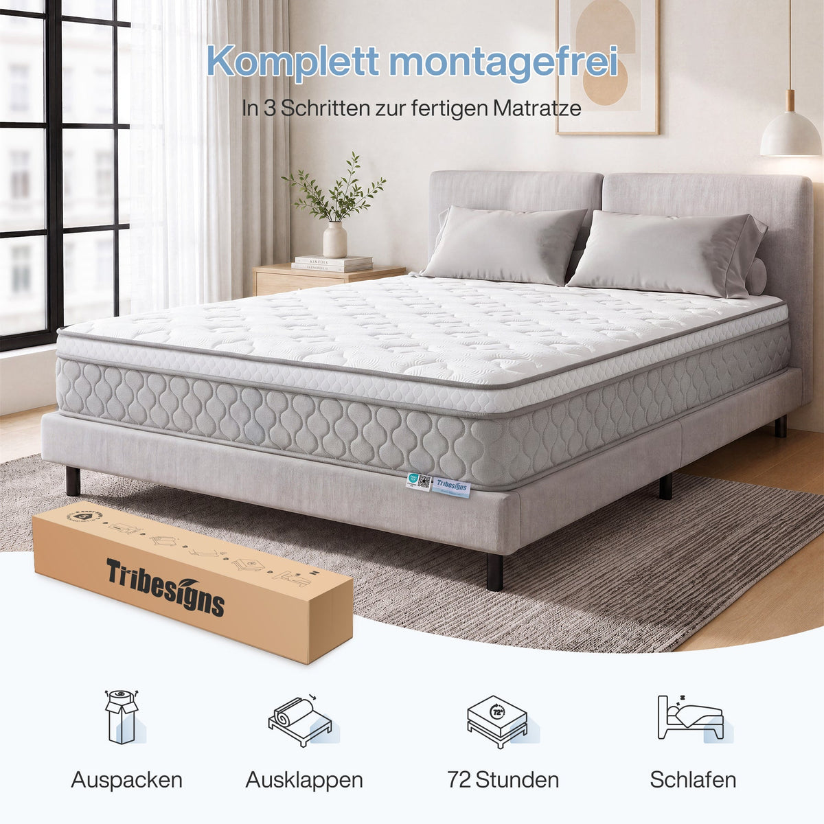 Tribesigns 9-zonige pocketveringmatras met memoryschuim en Lyocell-tijk