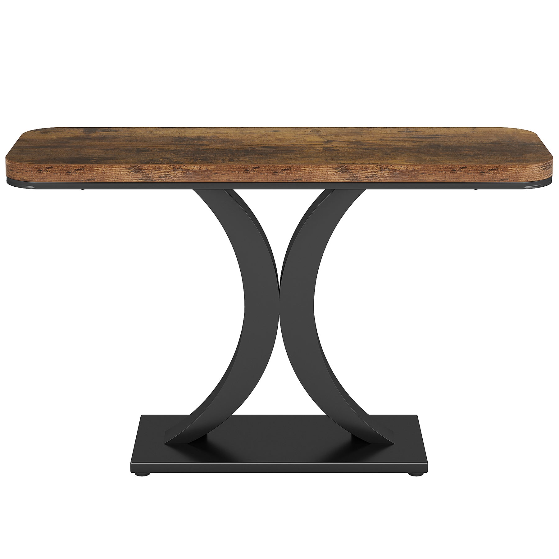 100 cm Industriële Consoletafel, Smalle Haltafel met Geometrische Basis voor Entree