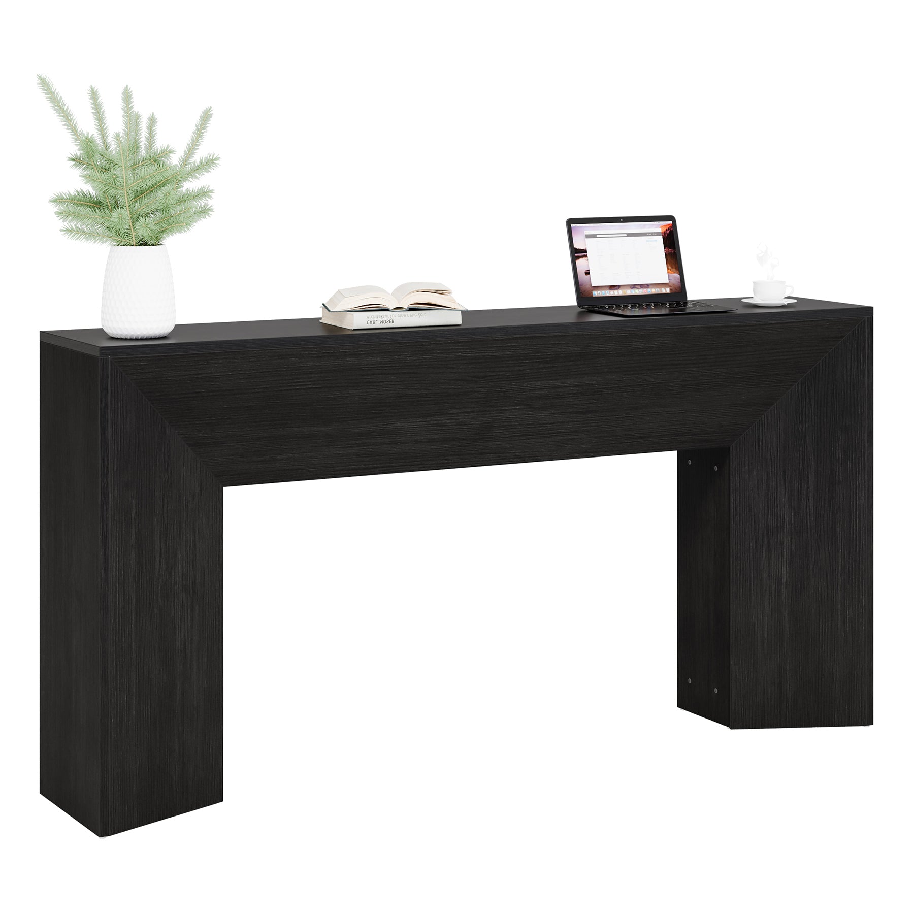 Tribesigns 160 cm Console Tafel voor Entree, Zwarte Houten Sofa Tafel voor Woonkamer en Hal