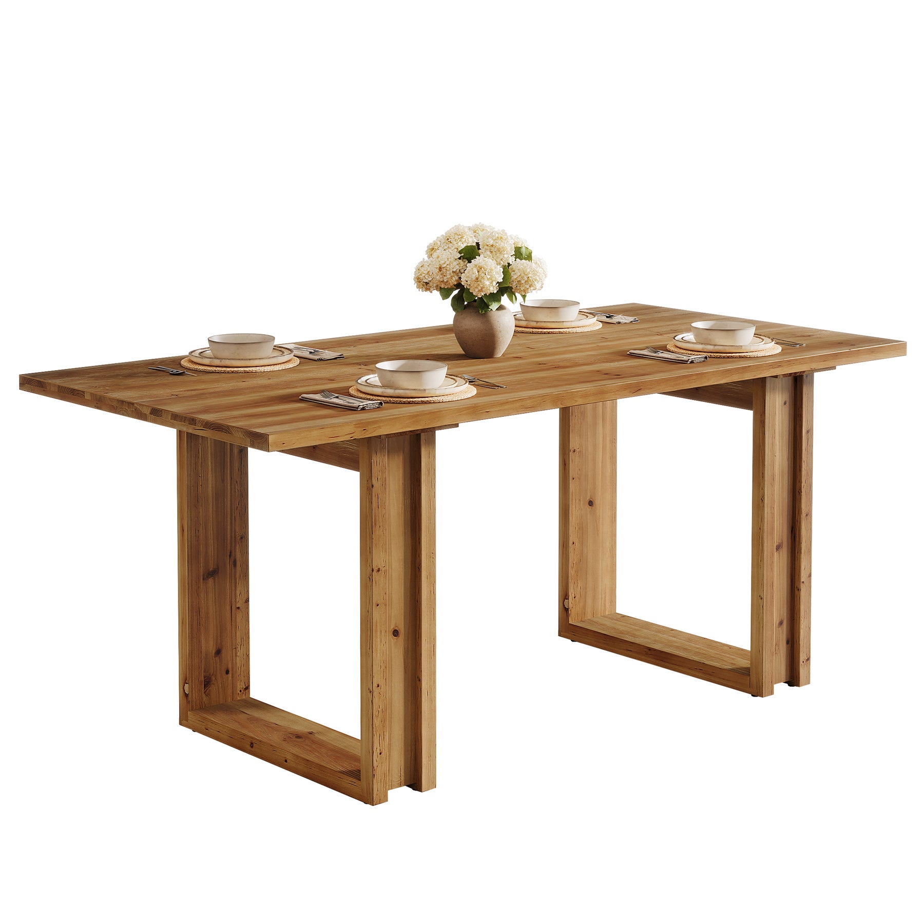 Tribesigns 160 cm massief houten eettafel, landelijke keukentafel voor 4-6 personen