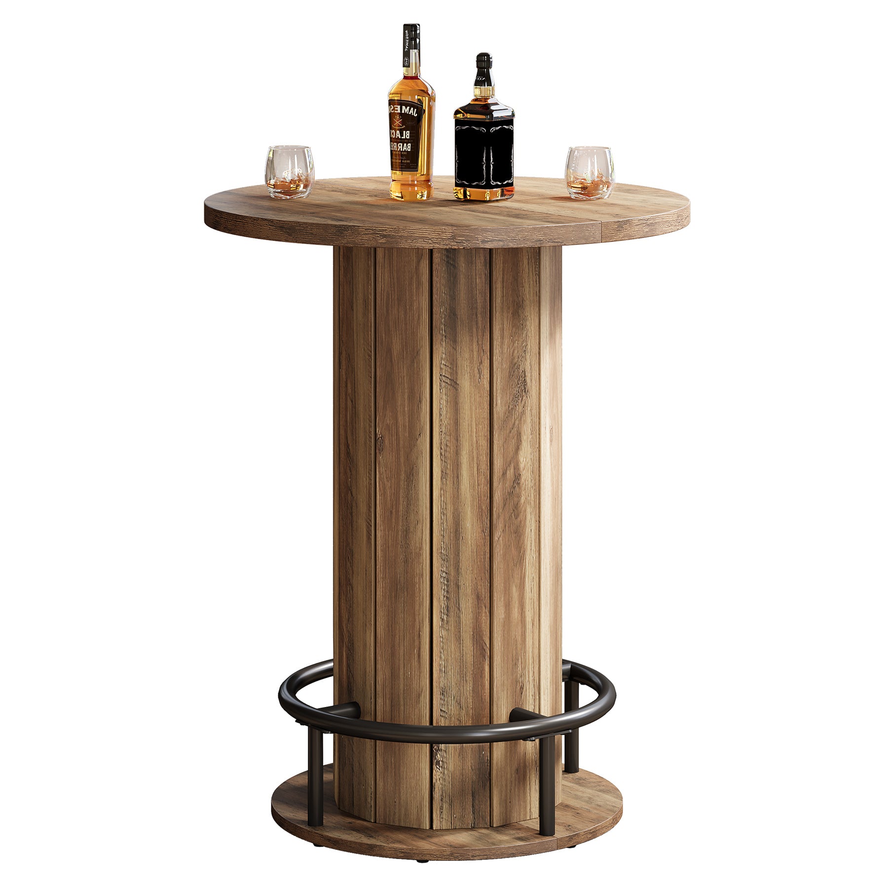 80 cm Tribesigns Eettafel met Houten Lattenvoet en Voetsteun