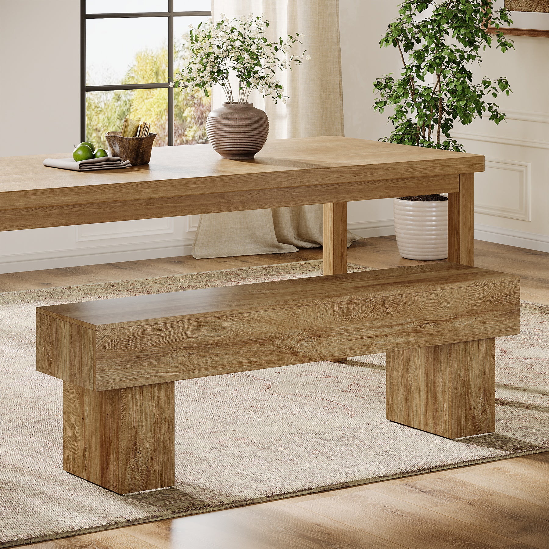 Tribesigns 160 cm Houten Farmhouse Bank voor de Eetkamerbank