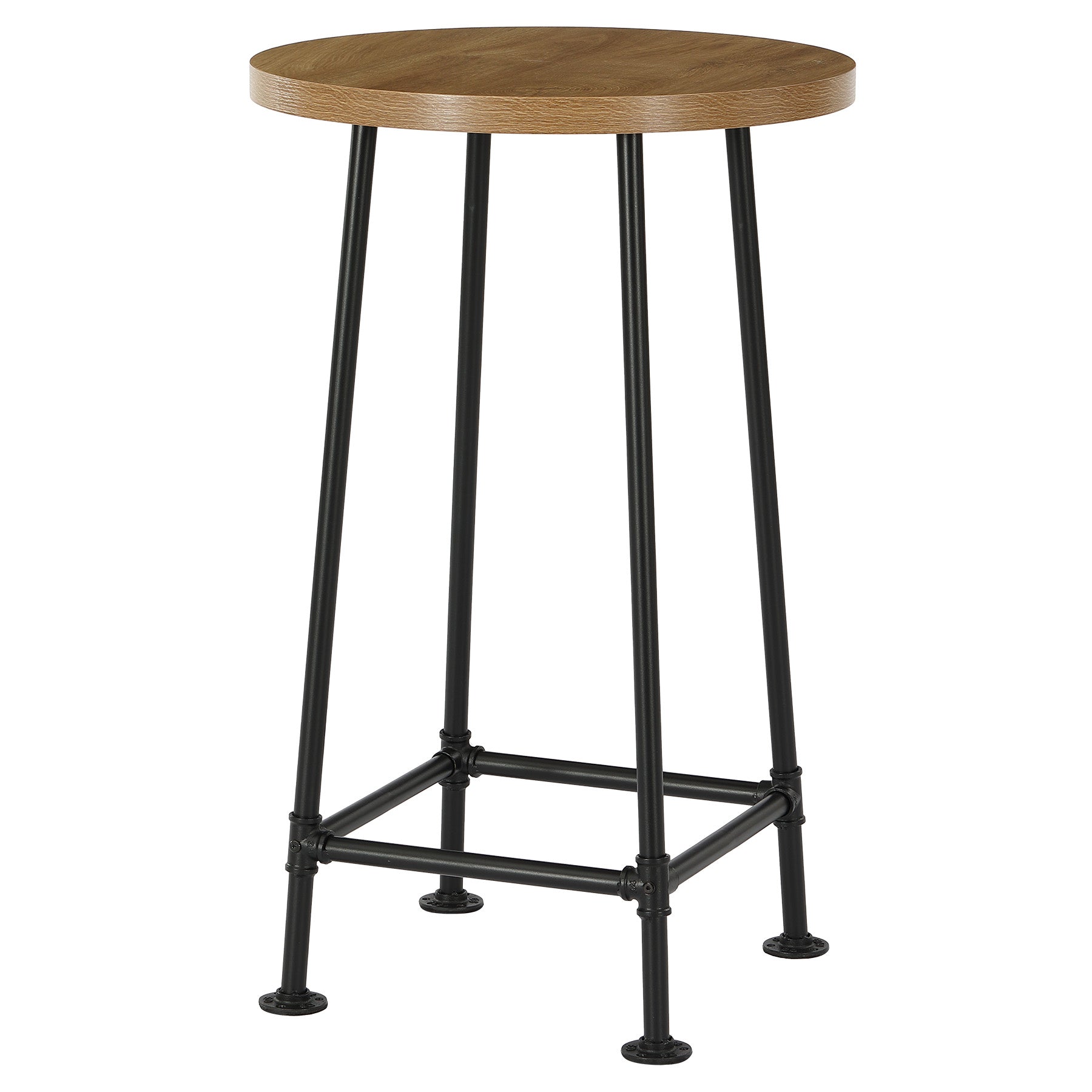 95 cm Ronde Bartafel met Metalen Voetsteun, Industriële Statafel voor Keuken en Bistro (Alleen Tafel)