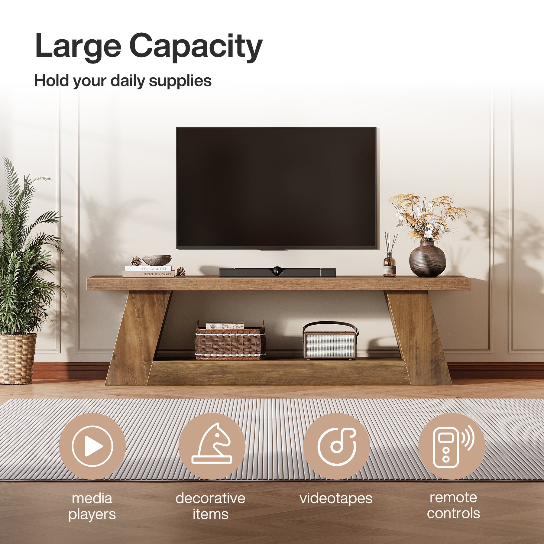 Tribesigns 160 cm TV-Meubel, Extra Lange Mediaconsole met Plank voor Woonkamer