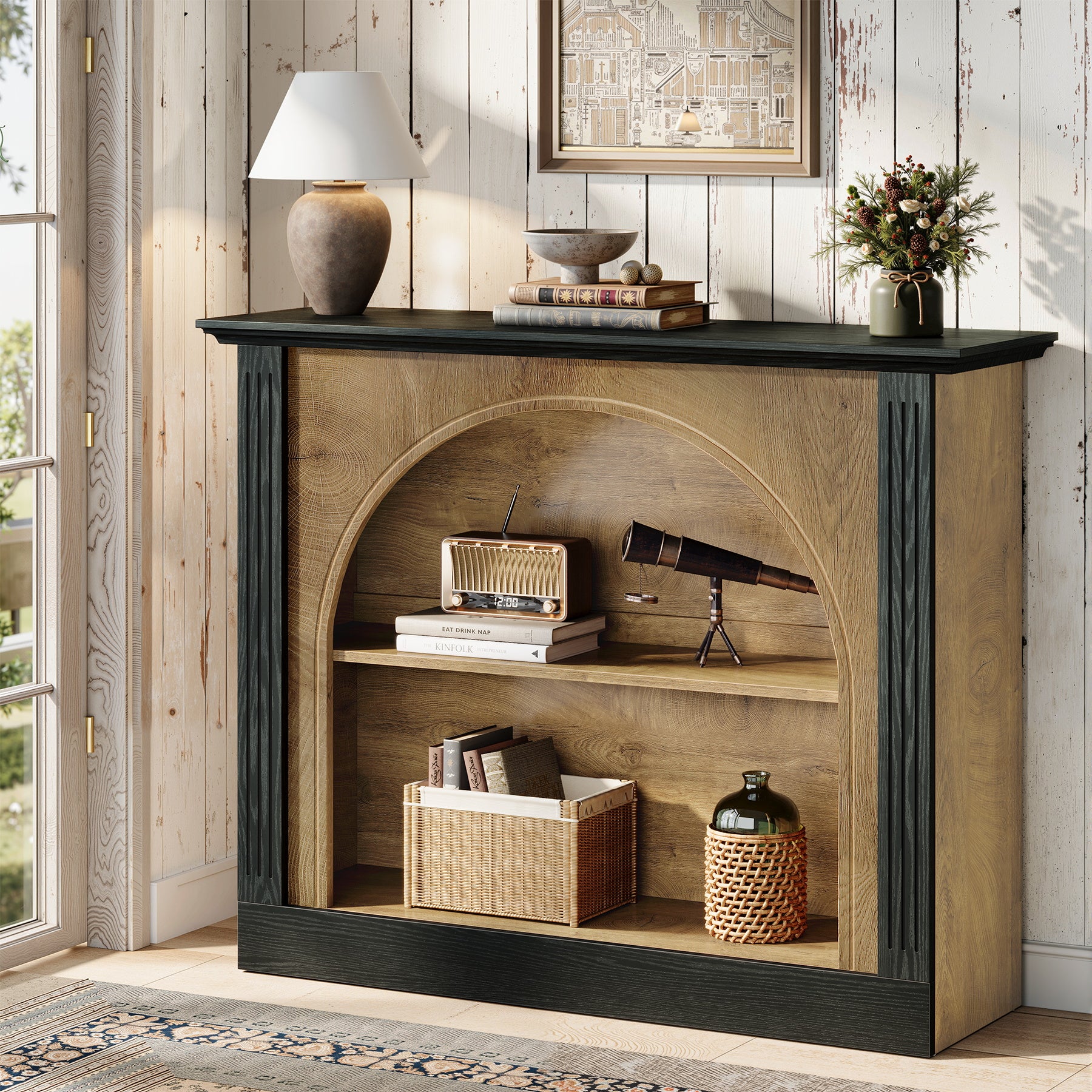110 cm 3-Laags Consoletafel, Banktafel voor Hal met Opbergruimte