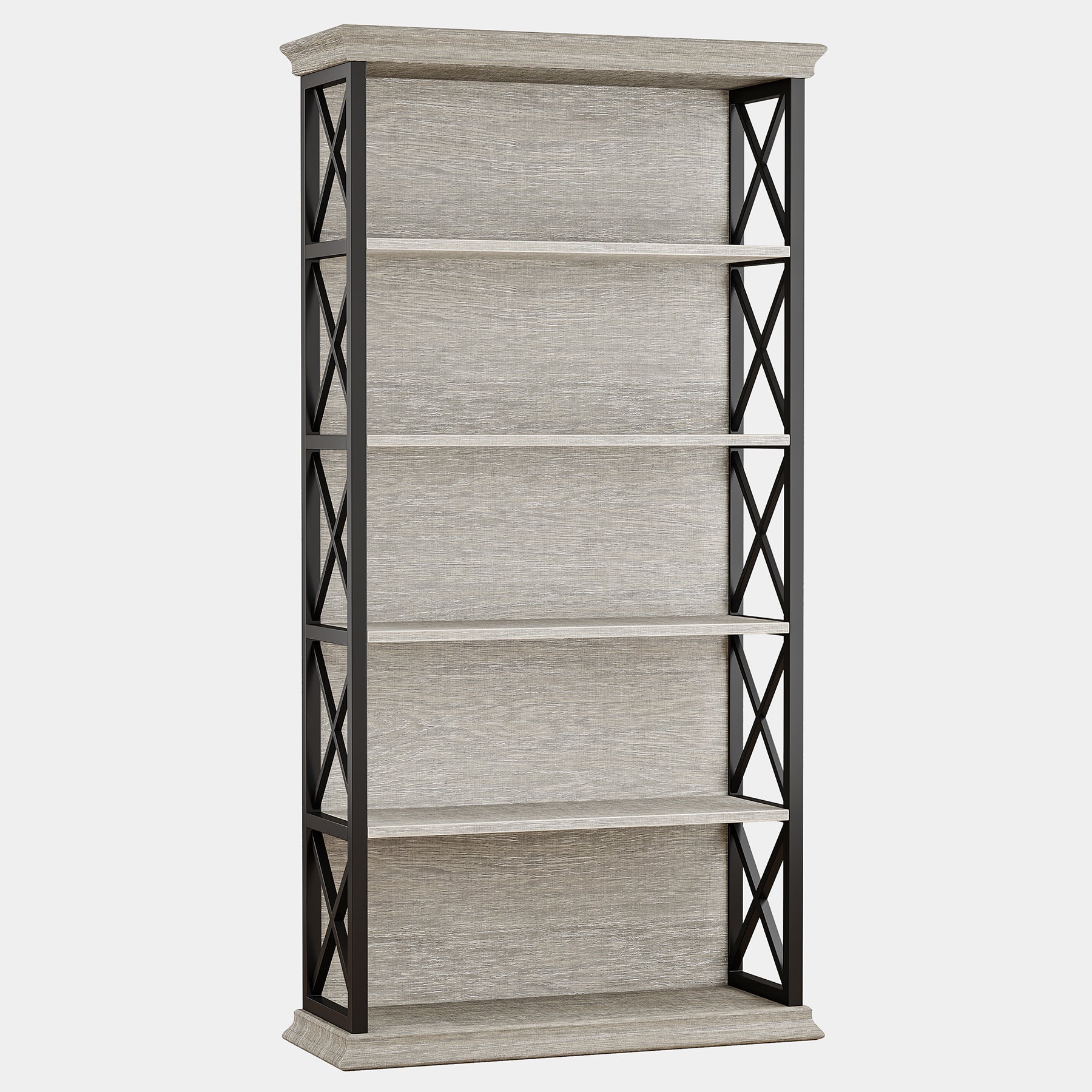 Industriële Boekenkast met Zes Planken, 180 cm Hoge Kast in Bruin en Zwart