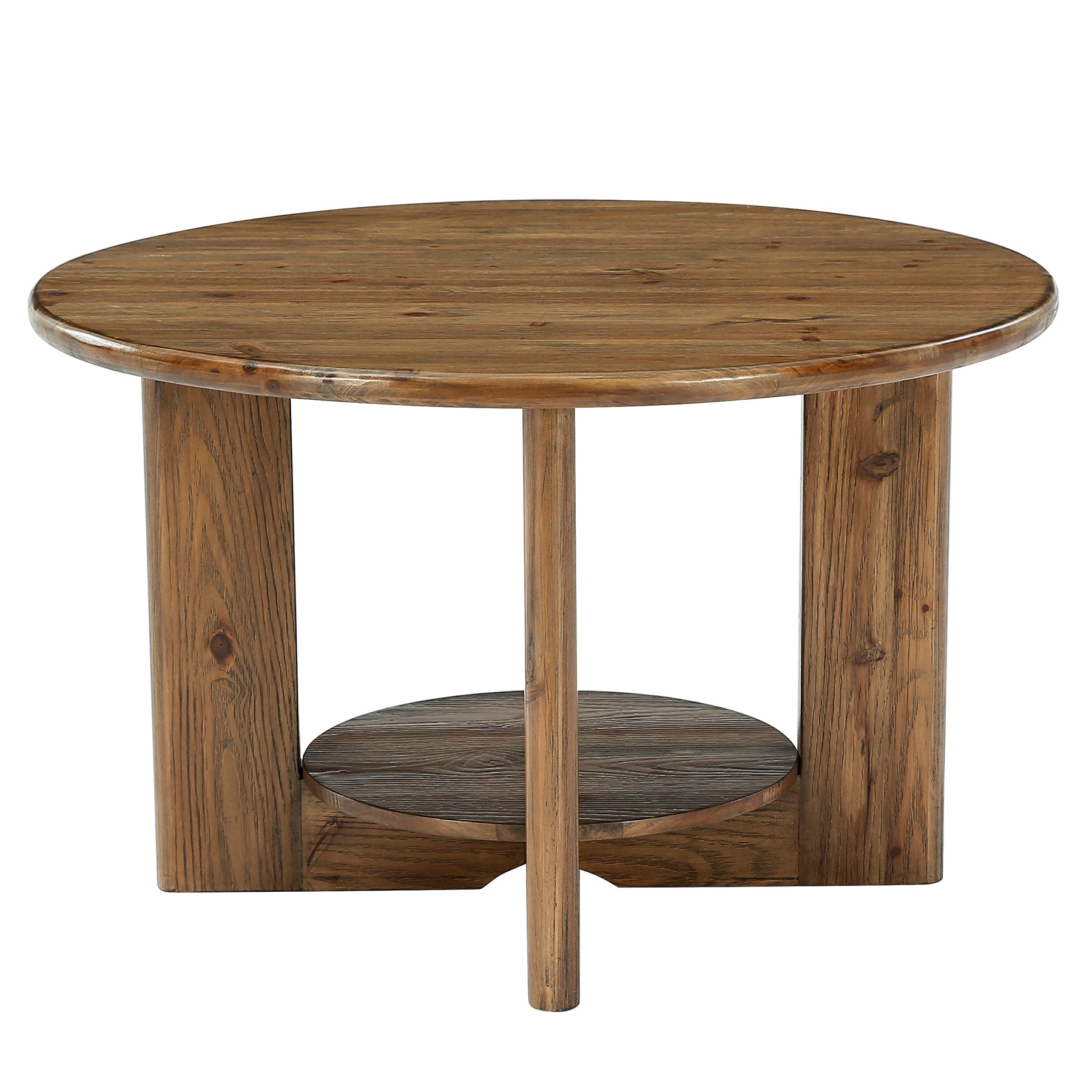 Tribesigns 80 cm Salontafel, Ronde 2-Laags Tafel met Opbergrek voor Woonkamer