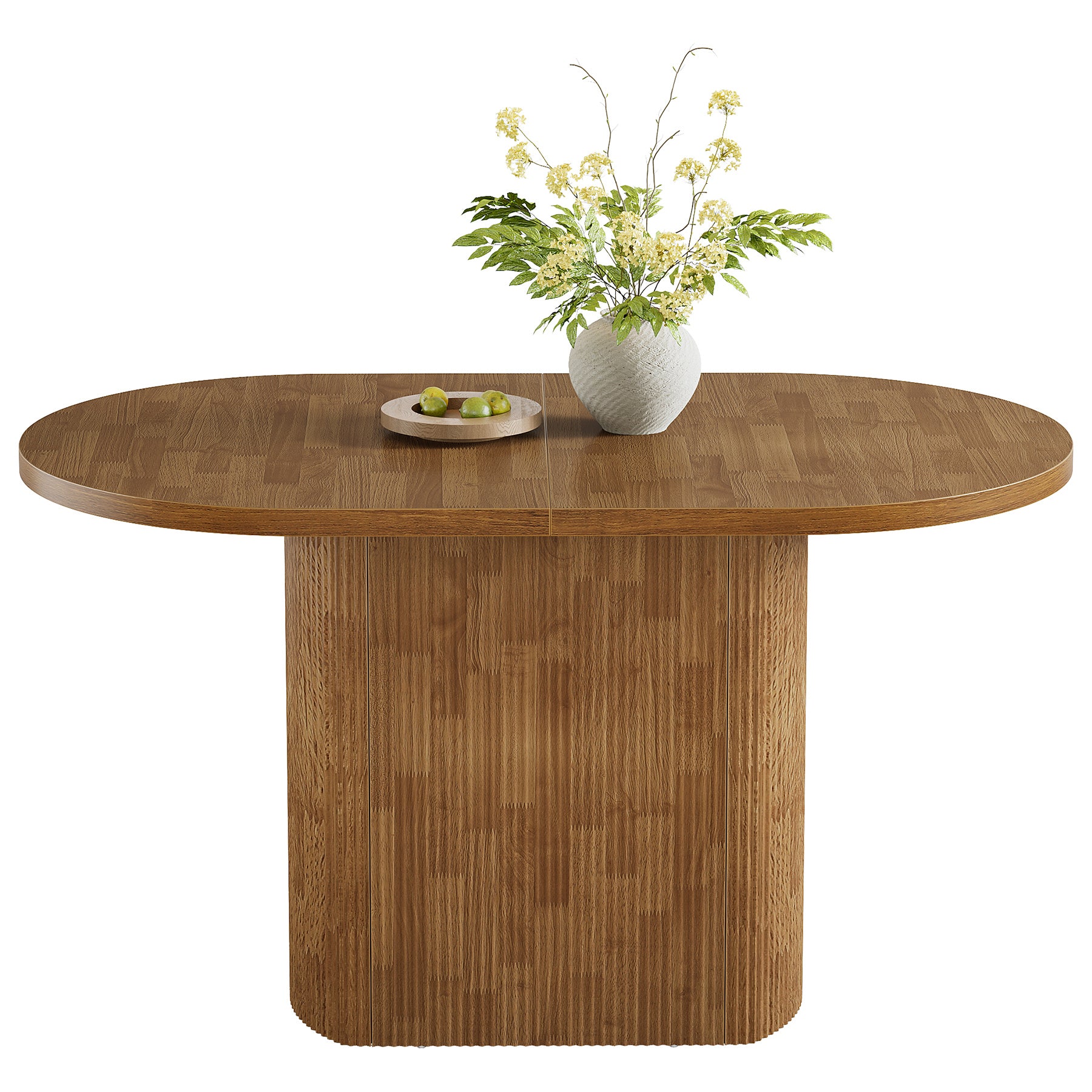 120 cm Ovale Eettafel voor 4 Personen, Rustieke Houten Keukentafel
