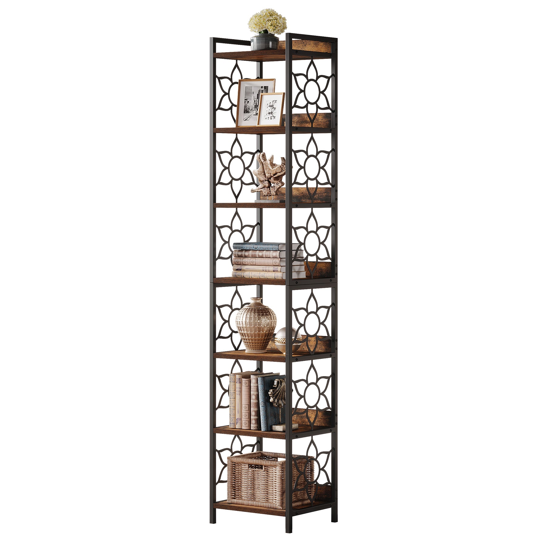 Tribesigns 200 cm 7-Tier Hoekplank,Extra Hoge Smalle Boekenplank