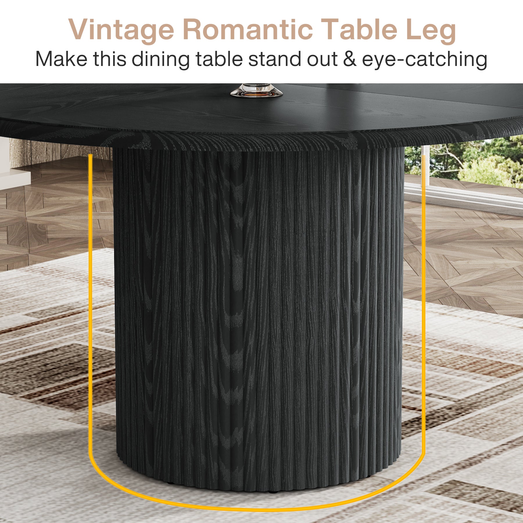 Ronde Eettafel, 120 cm Farmhouse Keukentafel met Metalen Basis voor 4 Personen