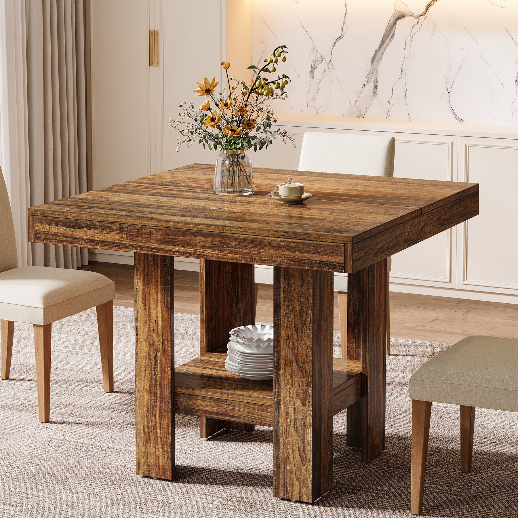 Tribesigns Vierkante Eettafel 80 cm voor 4 Personen