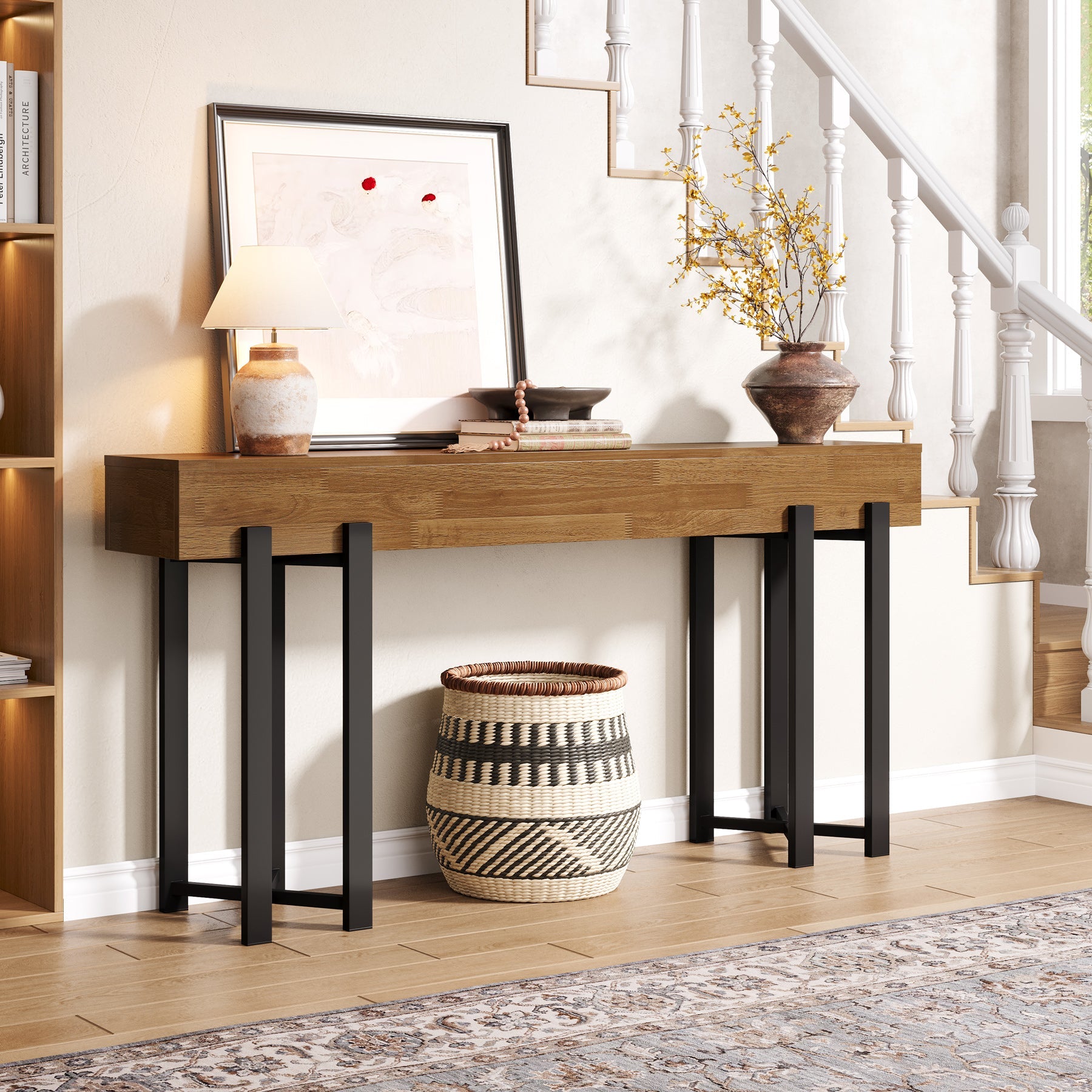 160 cm Consoletafel, Houten Banktafel voor Hal en Entree