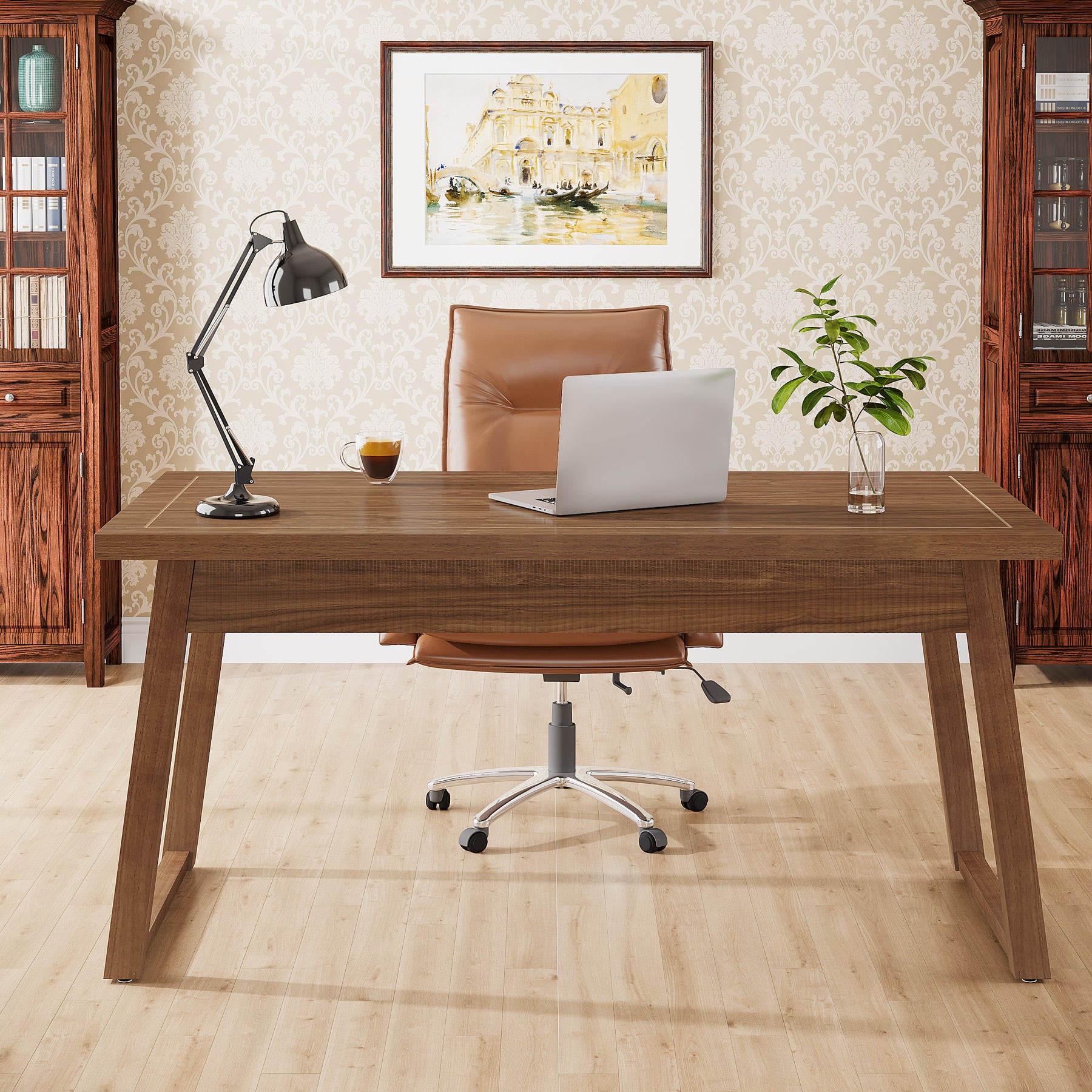140 cm Computerbureau met Lade, Moderne Minimalistische Stijl van Hout