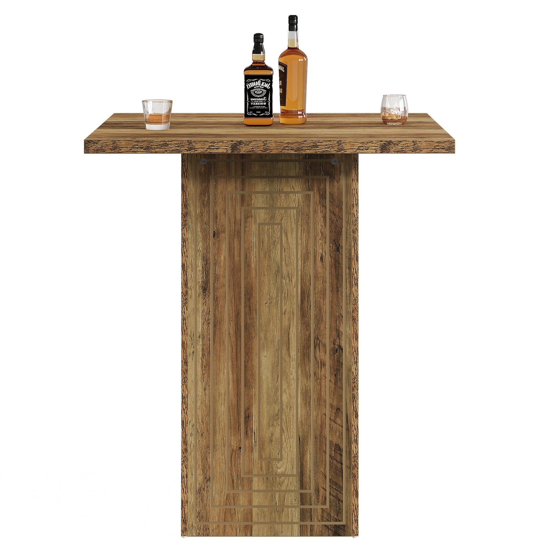 79 cm Vierkante Boerderijstijl Bartafel, Met Geometrisch Patroon voor Keuken en Woonkamer