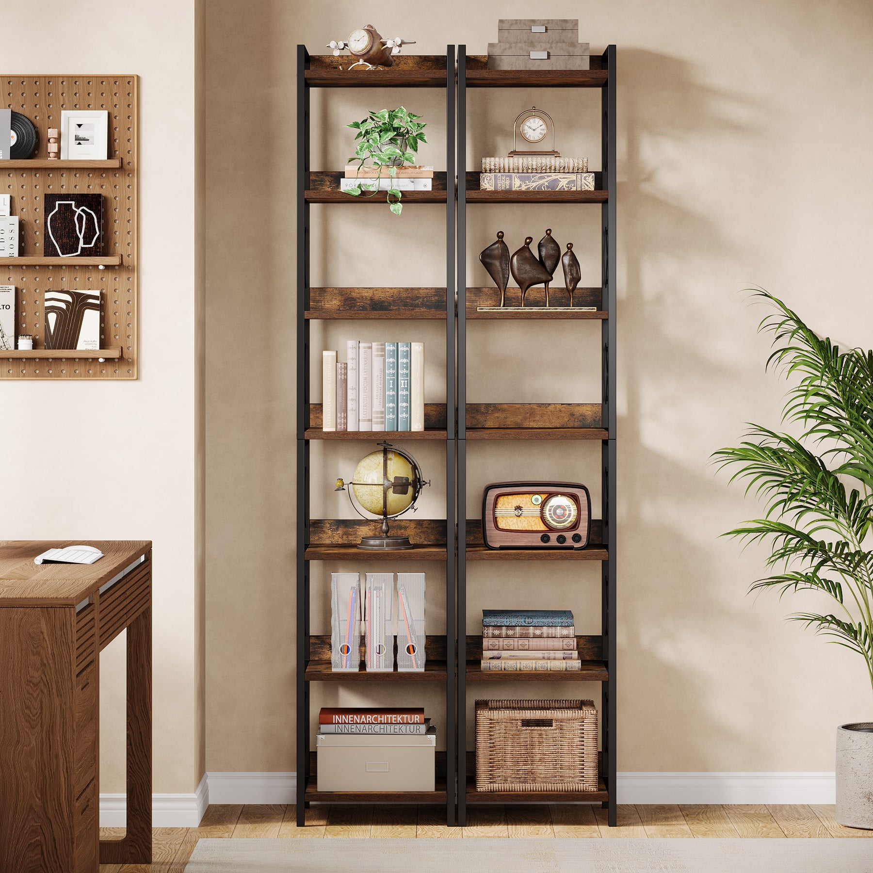 Tribesigns 200 cm 7-Tier Hoekplank,Extra Hoge Smalle Boekenplank