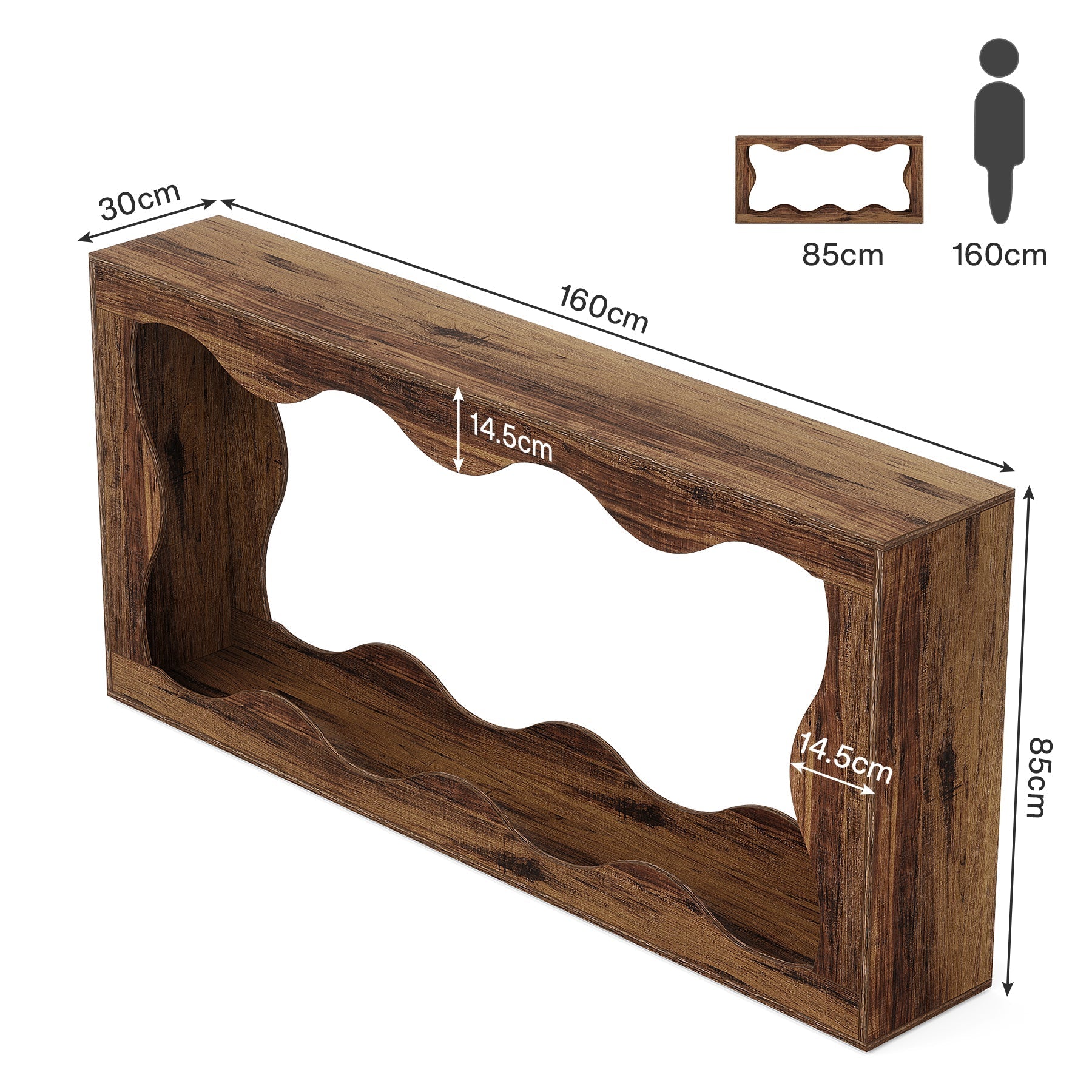 Tribesigns Consoletafel 160 cm Landelijk, Haltafel met 2 Planken