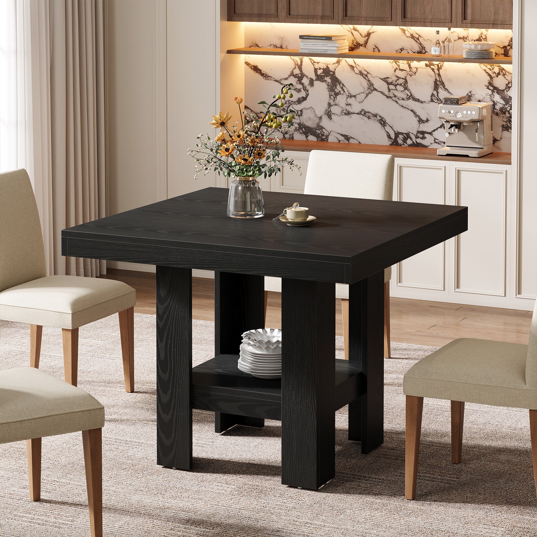 Tribesigns Vierkante Eettafel 80 cm voor 4 Personen