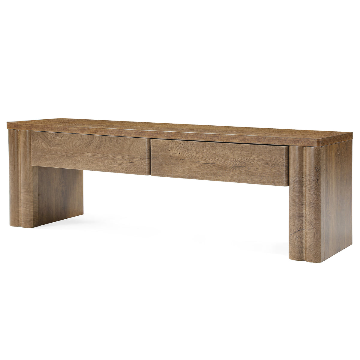 140 cm Tribesigns bedbank met 2 verborgen opberglades, moderne landelijke zitbank in warme eikenlook voor slaapkamer