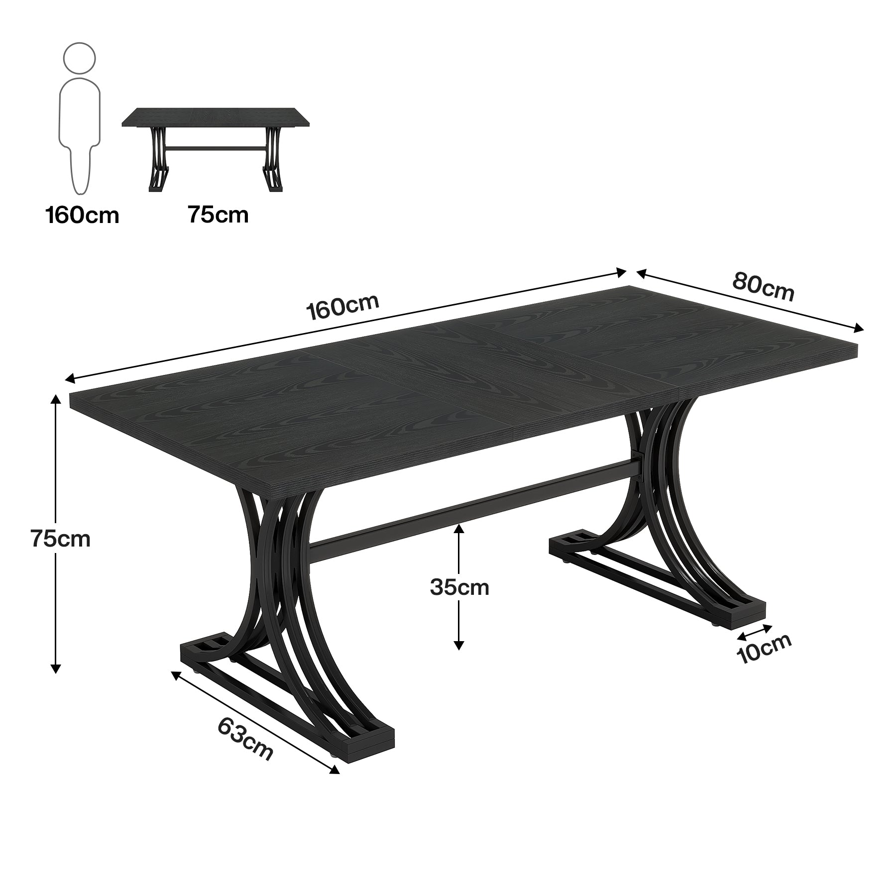 Tribesigns Eettafel 160 cm met Marmerlook Blad, Moderne Keukentafel Goud