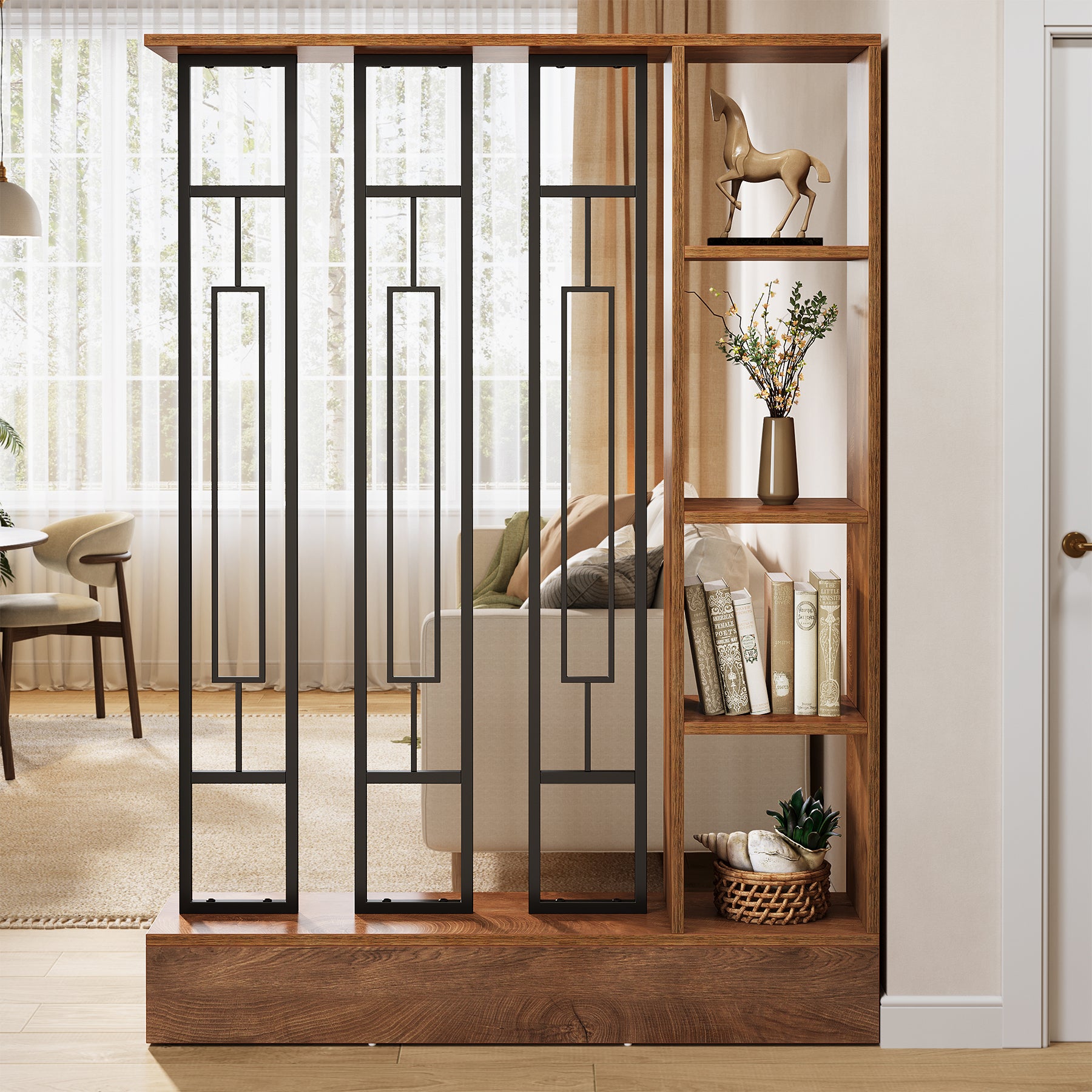 180 cm Tribesigns Roomdivider, Vrijstaand Wandrek met Displayplanken