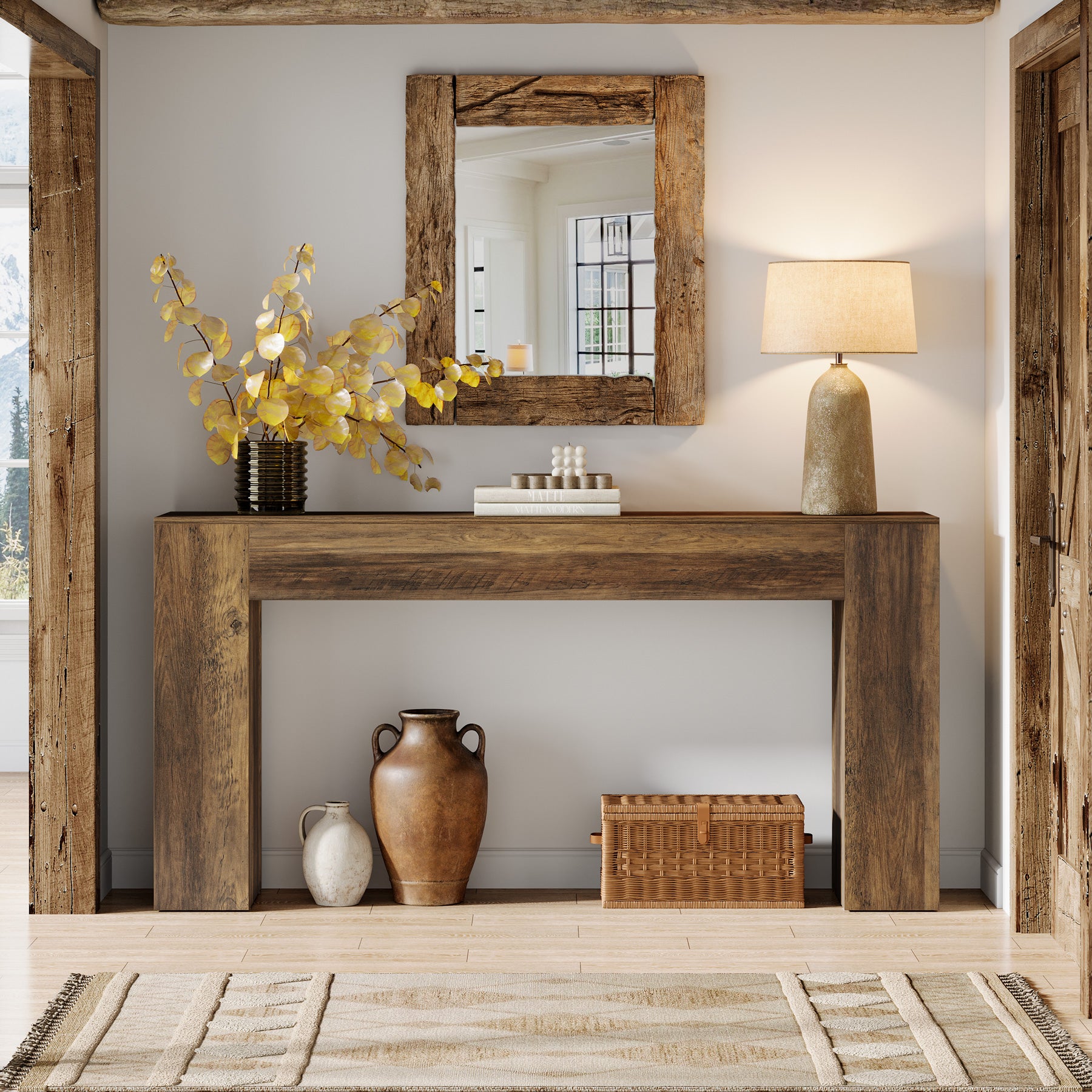 160 cm Lange Consoletafel, Smalle Salontafel voor Hal en Woonkamer