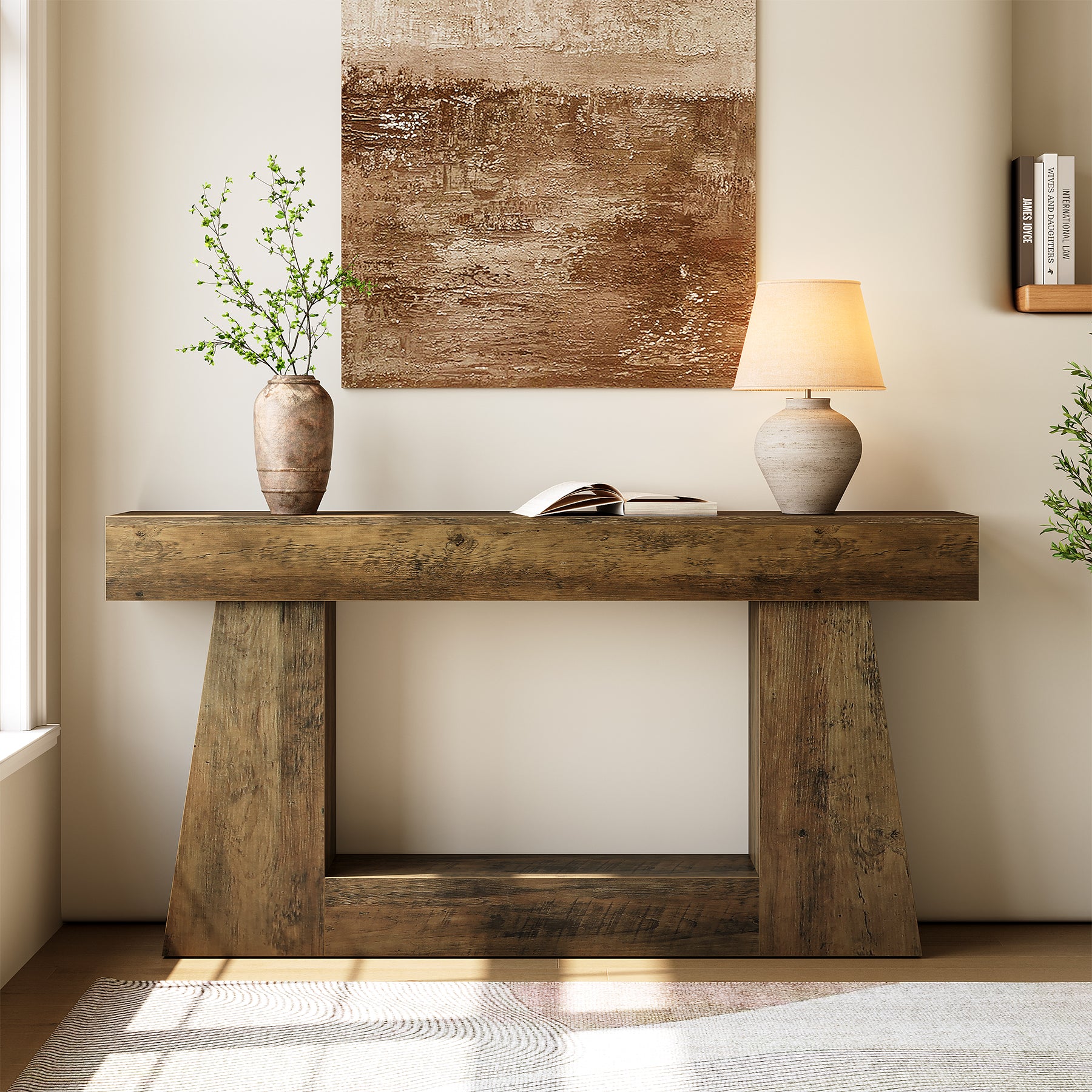 160 cm Console Tafel, Houten Sofa Tafel Hal Tafel