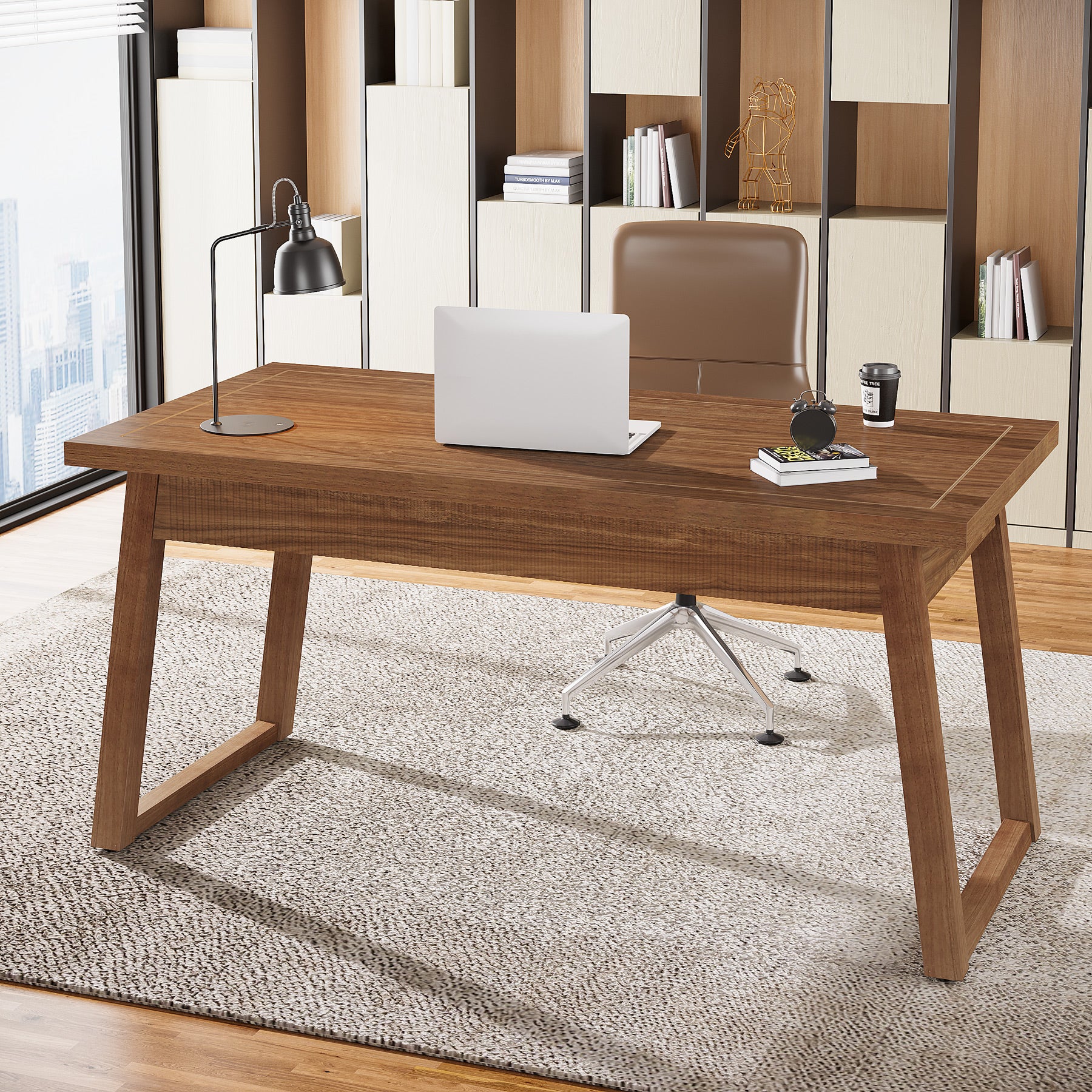 140 cm Computerbureau met Lade, Moderne Minimalistische Stijl van Hout