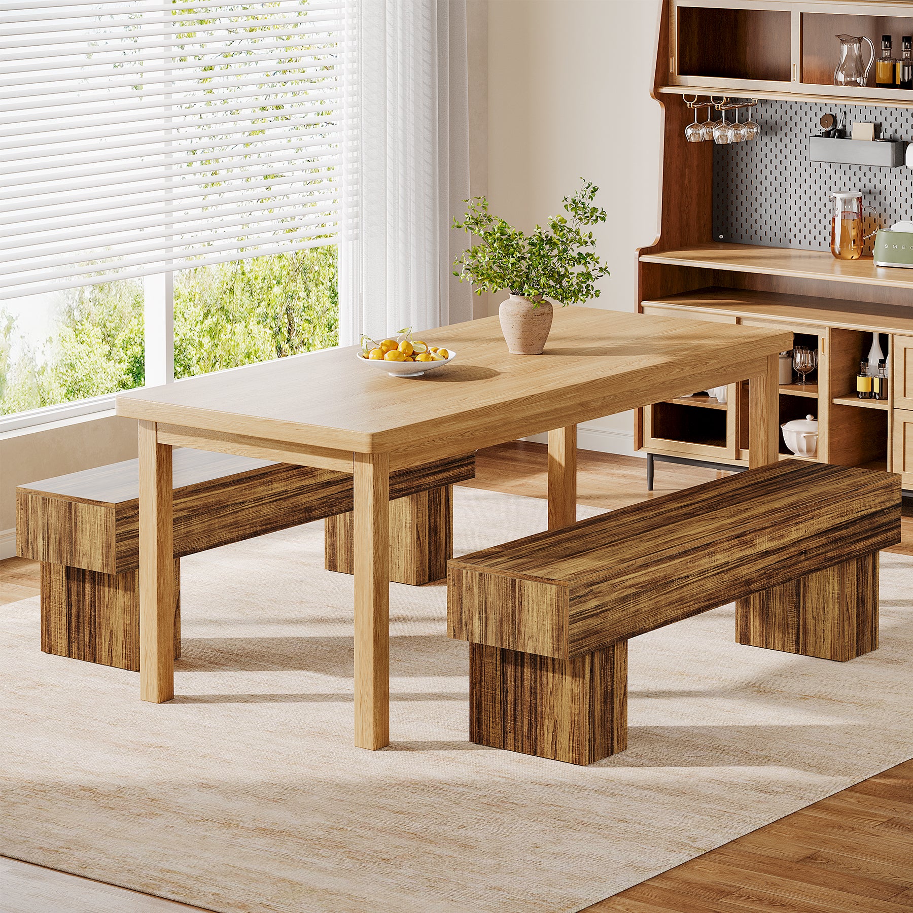 Tribesigns 160 cm Houten Farmhouse Bank voor de Eetkamerbank