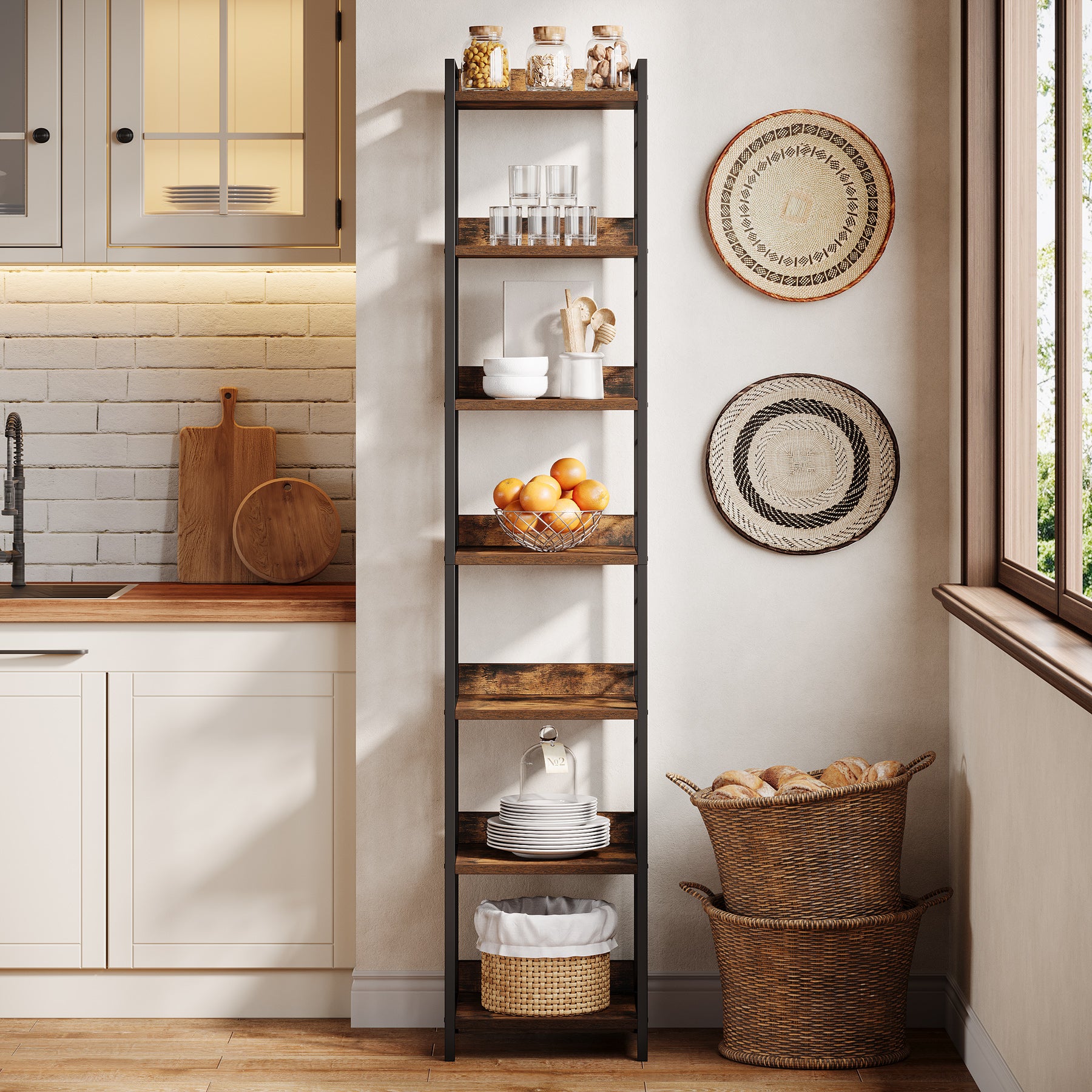 Tribesigns 200 cm 7-Tier Hoekplank,Extra Hoge Smalle Boekenplank