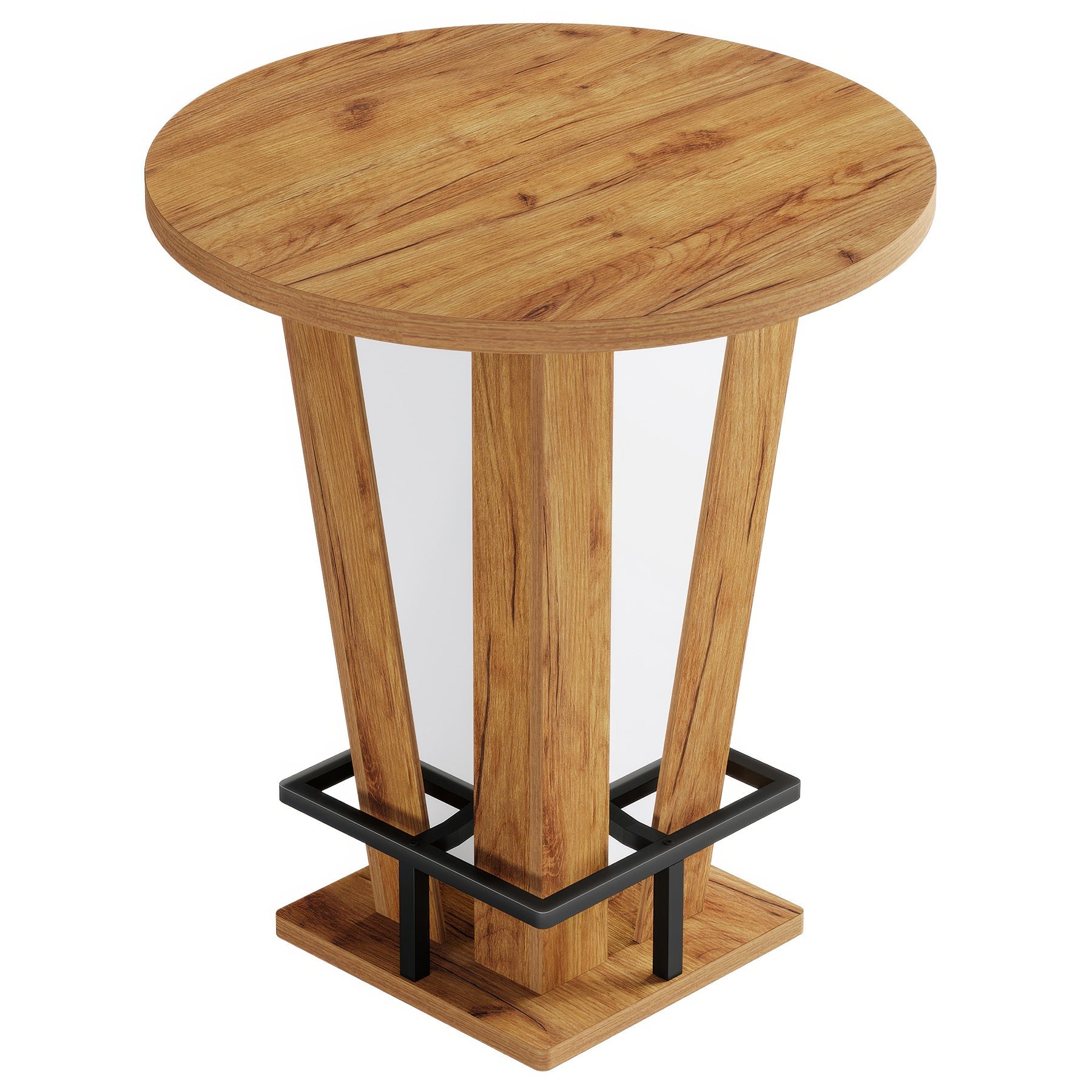 Tribesigns Ronde Sta-tafel 80 cm Ø in modern bar-design, High Top Bistrotafel met Metalen Voetsteun