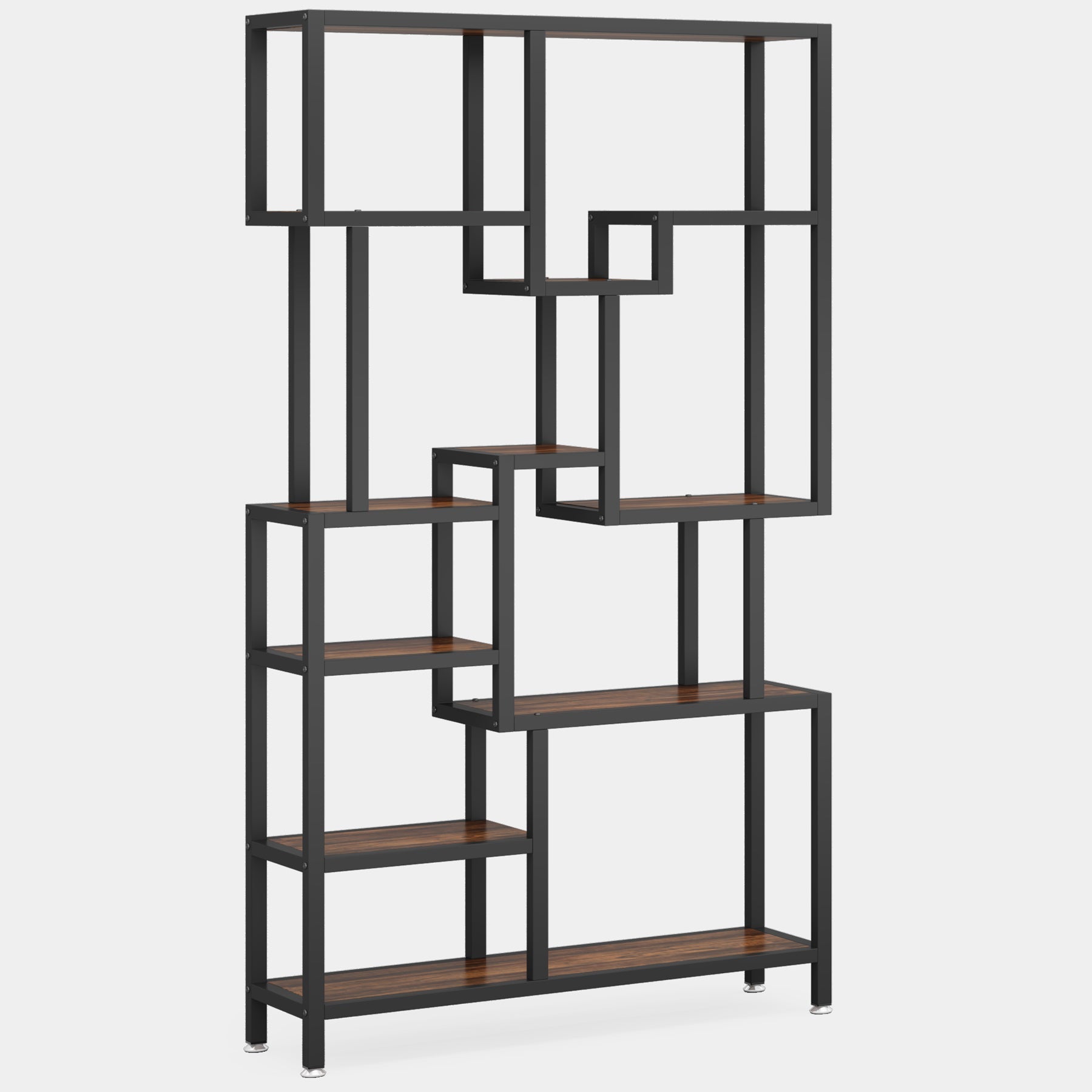 180 cm Hoge Boekenkast, Industriële Boekenplank met Zeven Open Planken voor Woonkamer