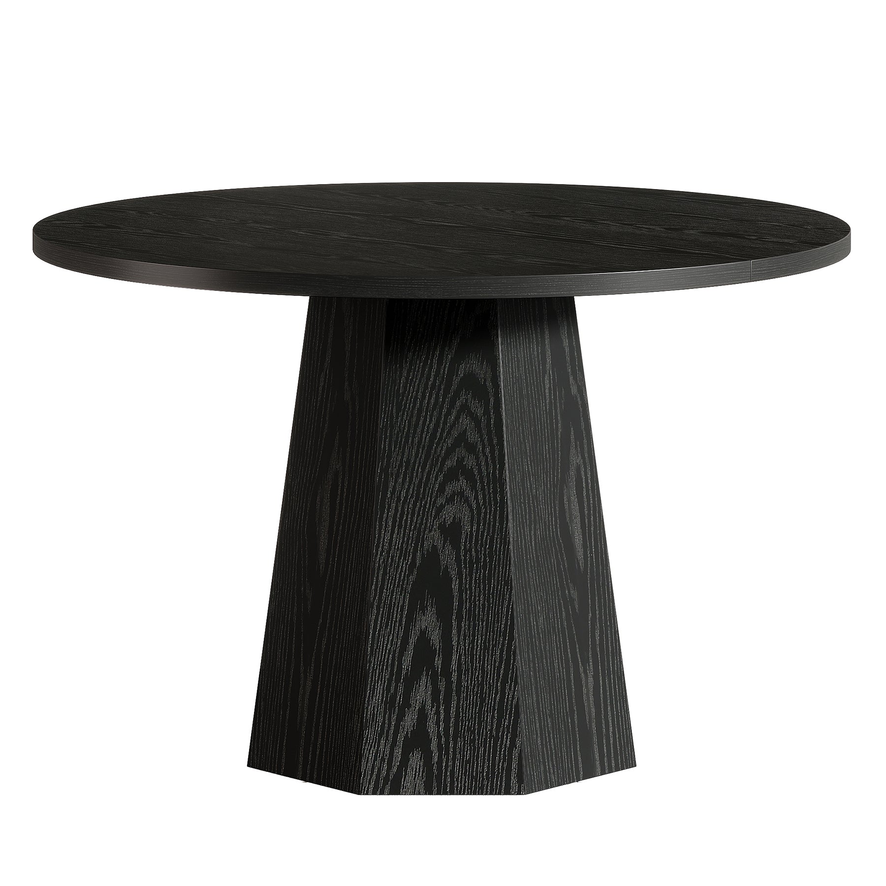 Zwarte Ronde Eettafel, 118 cm met Schuine Staander voor Keuken en Woonkamer