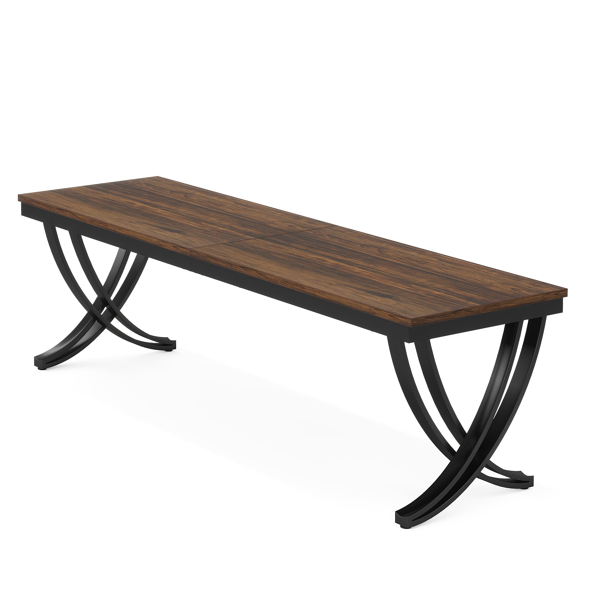 200 cm Landelijke Eettafel, Grote Houten Tafel met Metalen Poten voor Zes tot Acht Personen