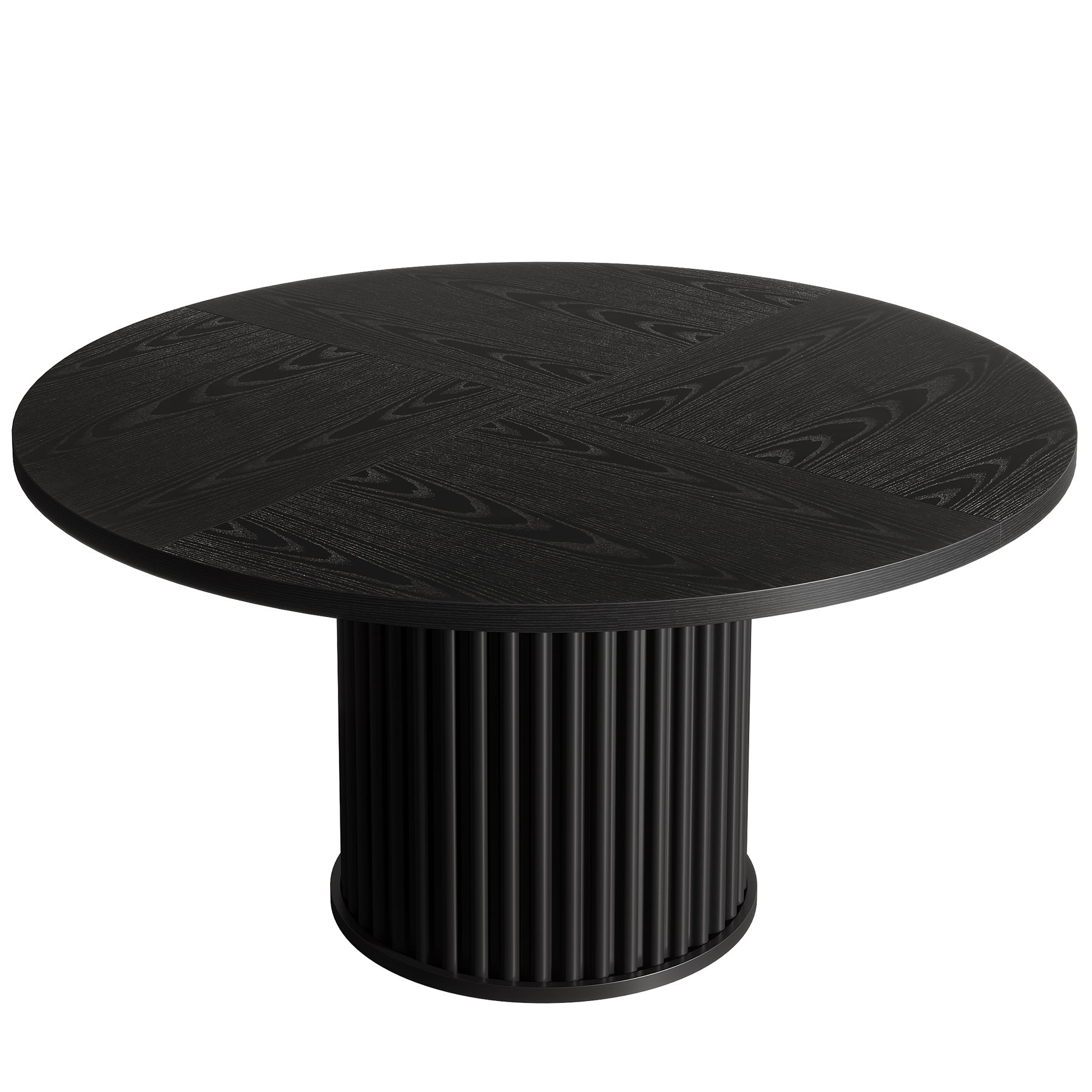 120 cm Zwart Ronde Conferentietafel, Stabiel Bureau voor 4-6 Personen