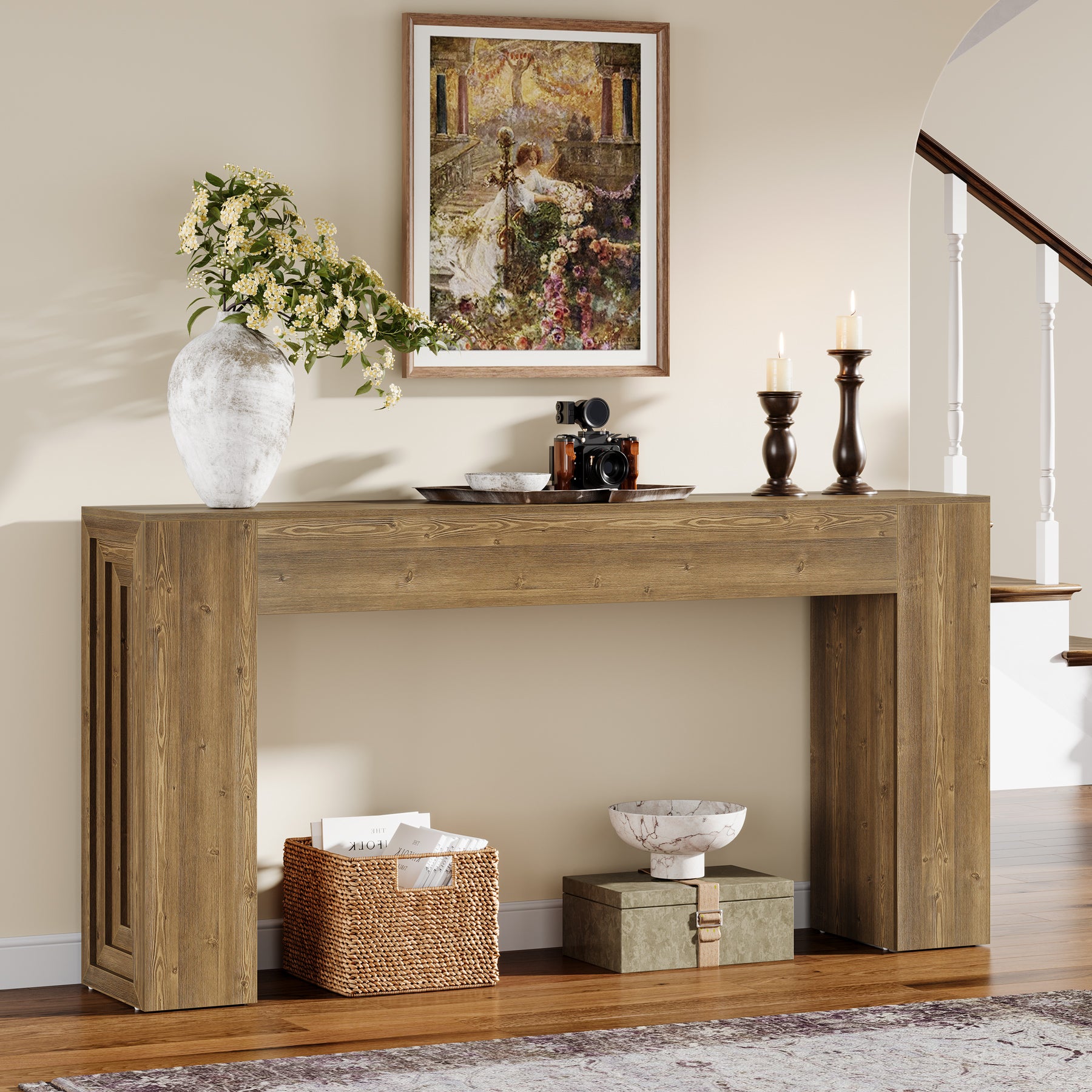 160 cm Lange Consoletafel, Smalle Salontafel voor Hal en Woonkamer
