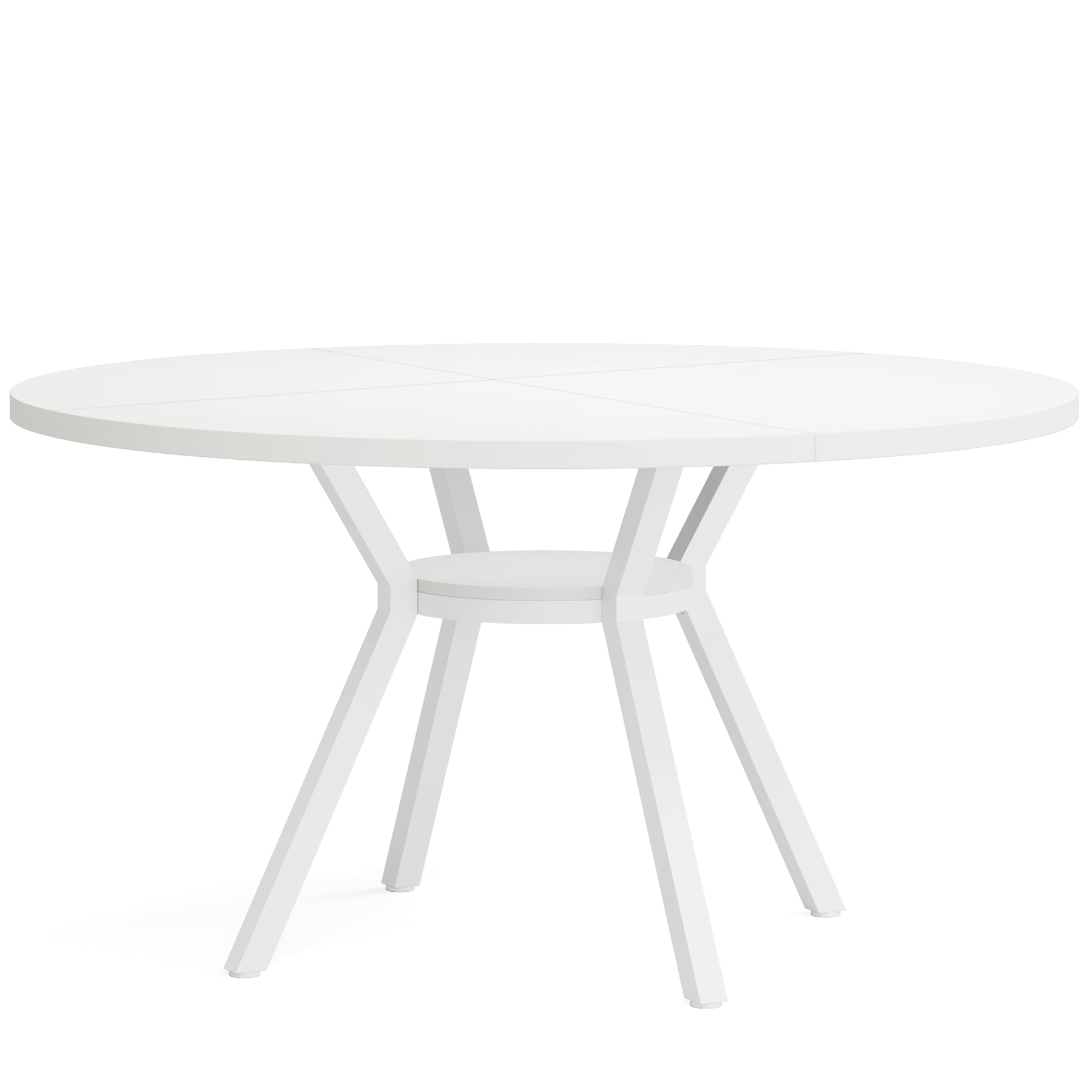 120 cm Eettafel voor 4-6 Personen, Ronde Tafel met Opbergruimte