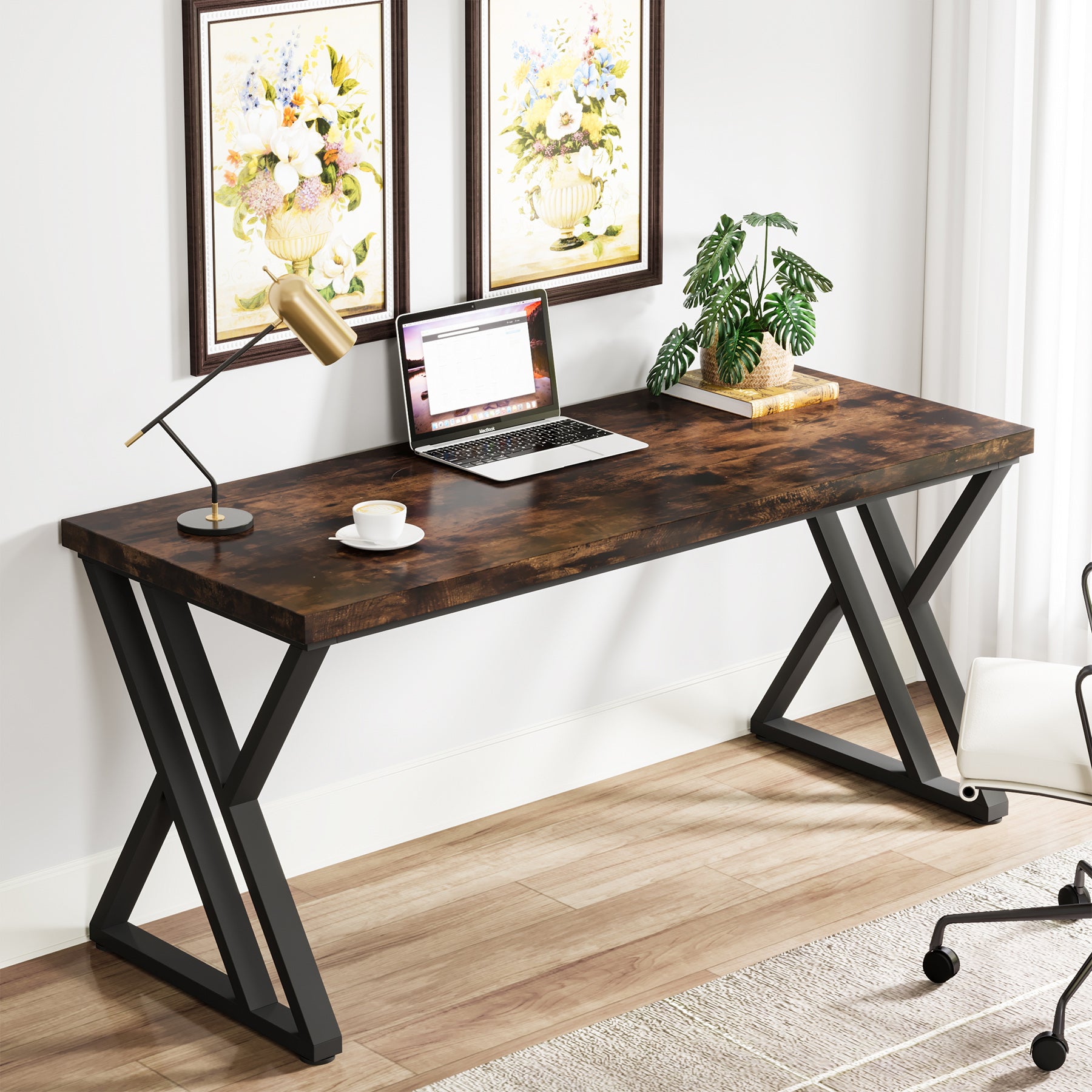 Tribesigns 140 cm Bureau, Z-Vorm Computertafel voor Kantoor en Studie