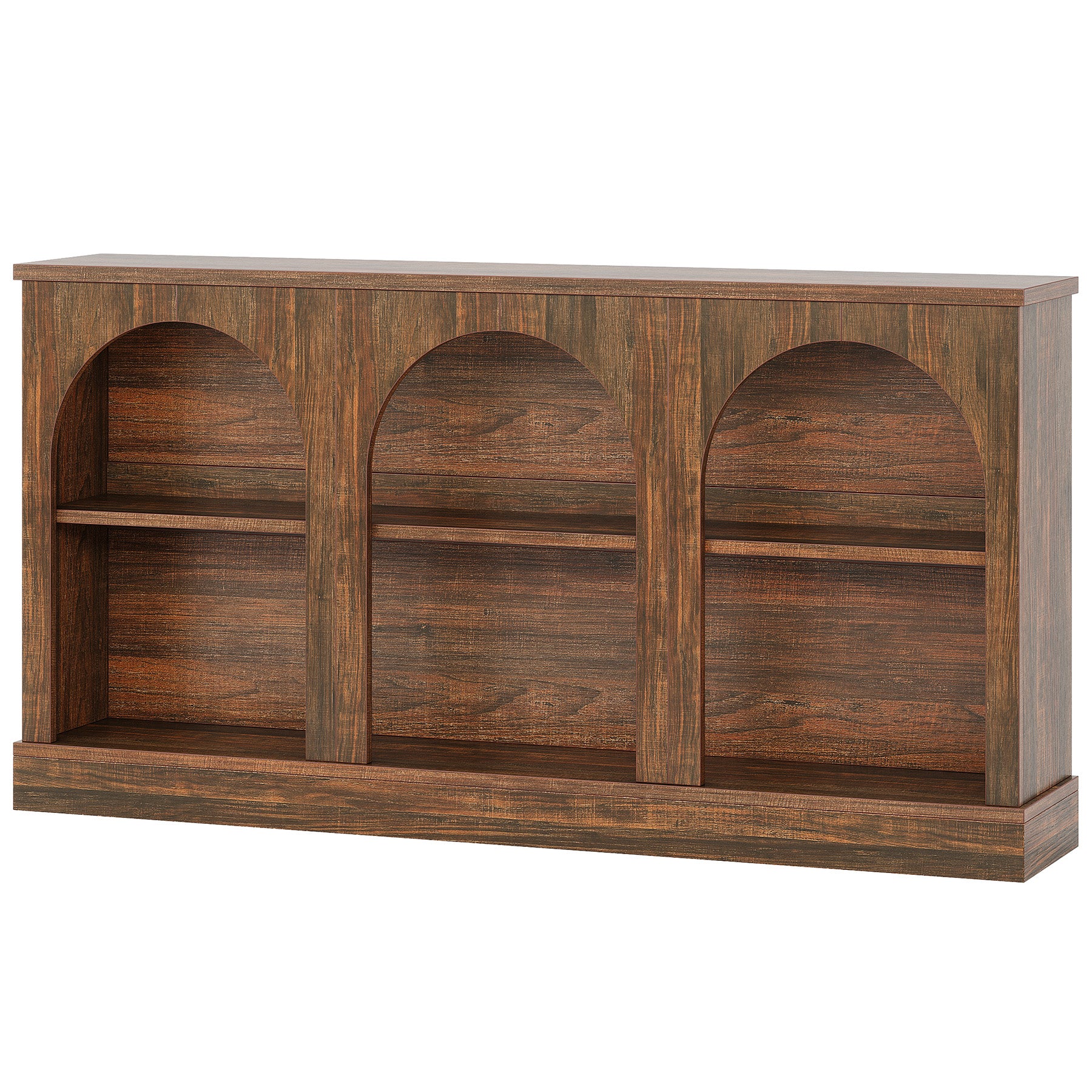 160 cm Boerderij Console, Lange Houten Tafel met Drie Planken voor Hal en Woonkamer