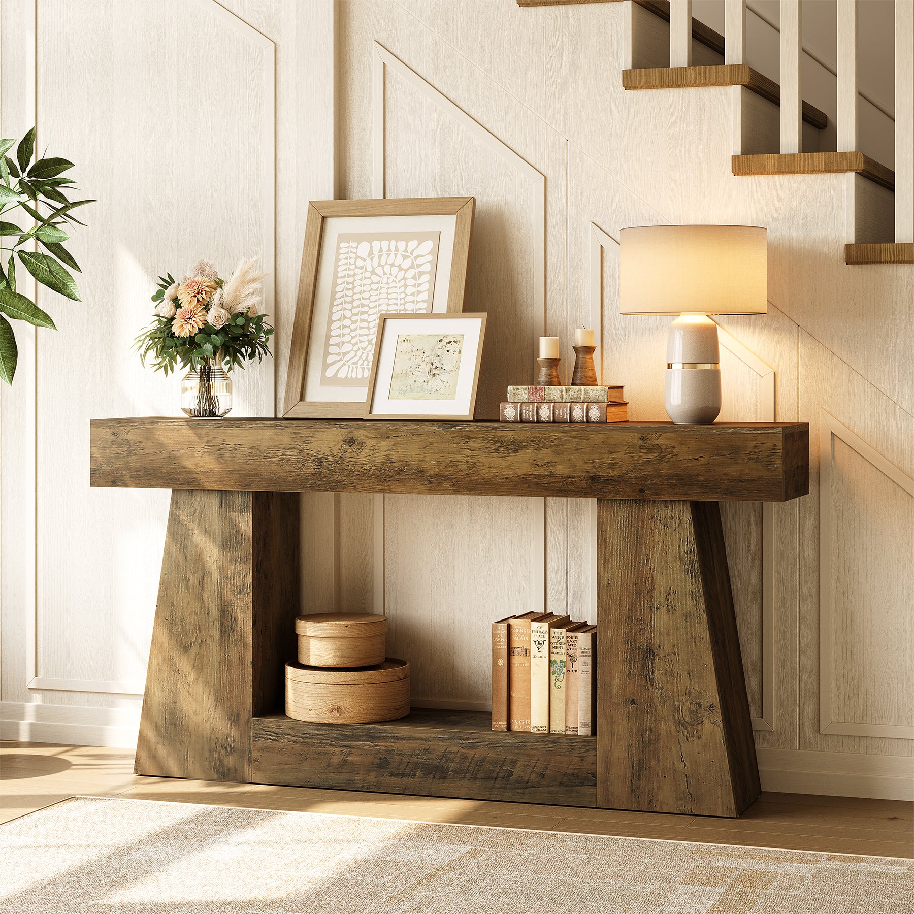 160 cm Console Tafel, Houten Sofa Tafel Hal Tafel