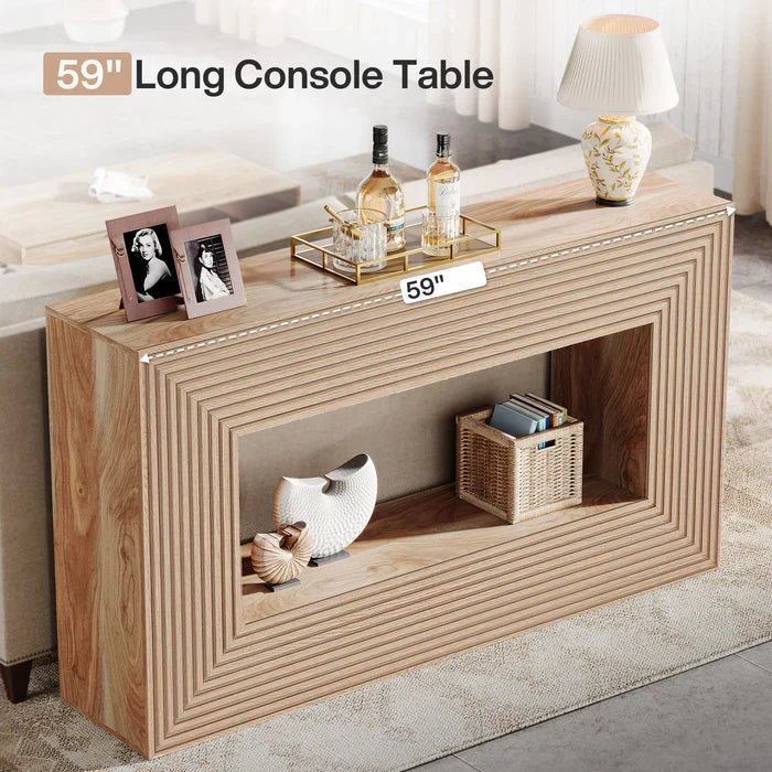 Tribesigns 150 cm Landelijke Consoletafel, Smalle Houten Tafel met Opslag