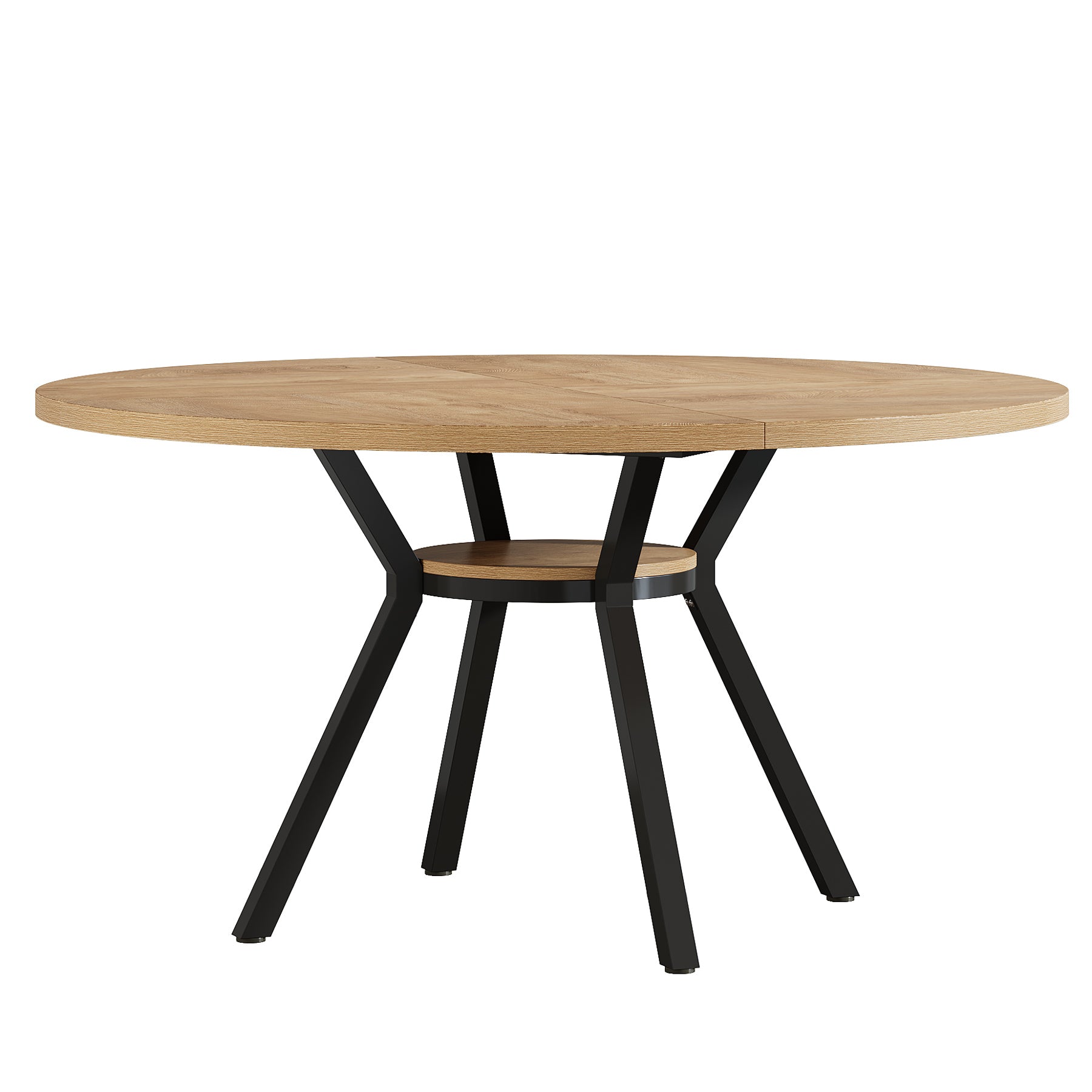 120 cm Eettafel voor 4-6 Personen, Ronde Tafel met Opbergruimte