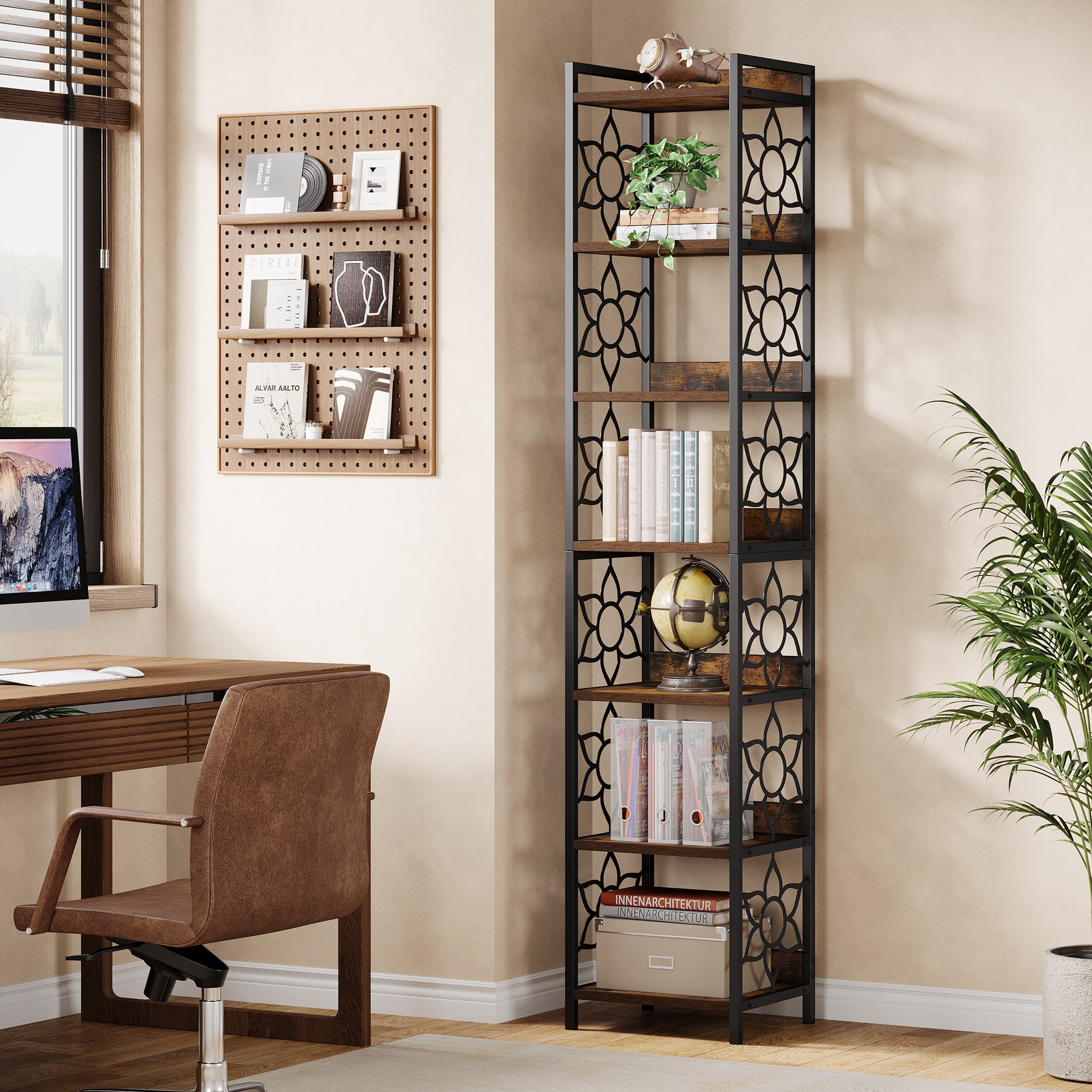 Tribesigns 200 cm 7-Tier Hoekplank,Extra Hoge Smalle Boekenplank