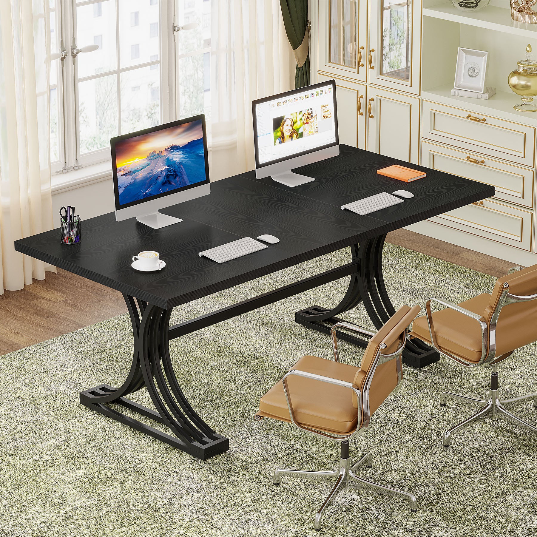 160 x 80 cm Tribesigns Bureau, Moderne Computer Tafel met Gouden Poten voor Kantoor