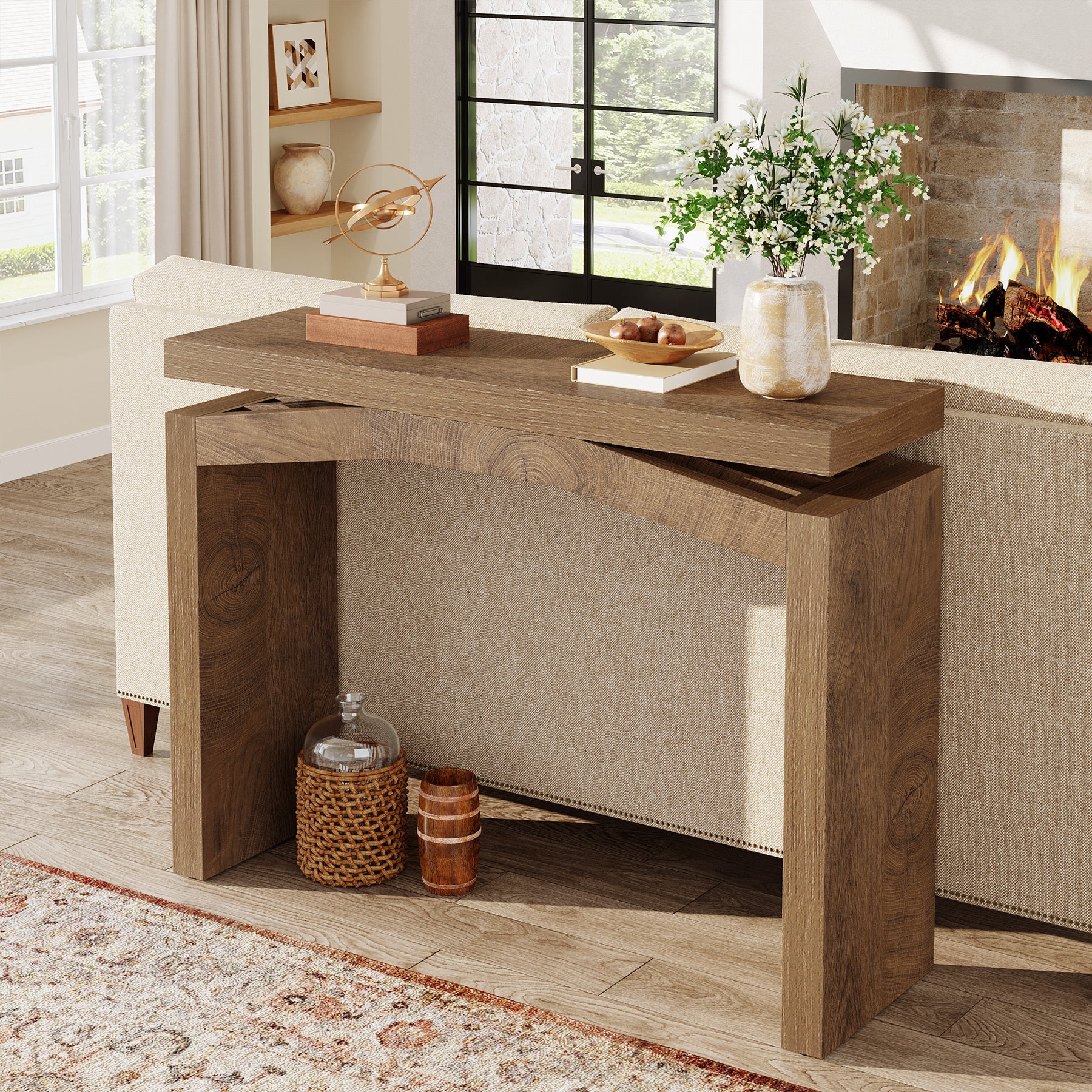102 cm Consoletafel voor Hal en Entree, Landelijke Smalle Sofa Tafel voor Woonkamer