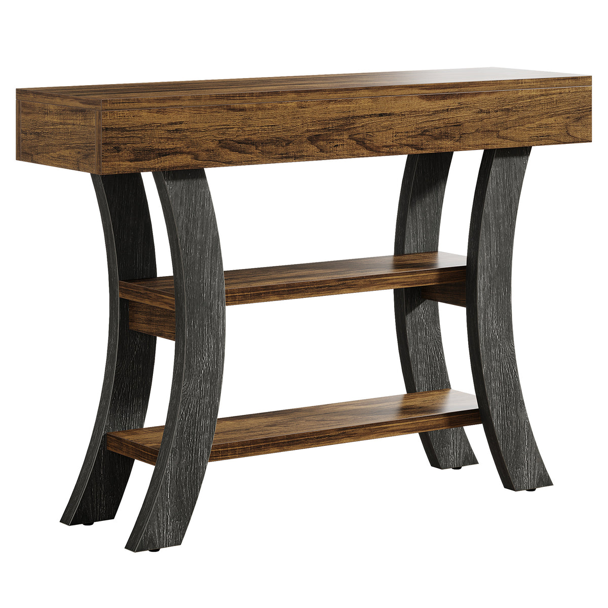 105 cm Tribesigns smalle consoletafel met 3 niveaus, gebogen haltafel met opbergruimte voor entree